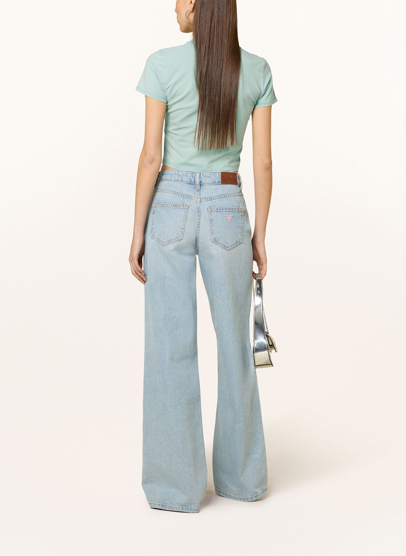 GUESS JEANS Krótka koszulka GO VINTAGE BAKER: JASNOZIELONY