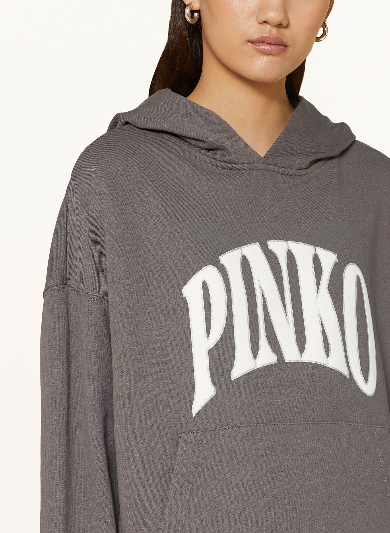 PINKO Mikina s kapucí MAKAMBA MAGLIA: TMAVĚ ŠEDÁ