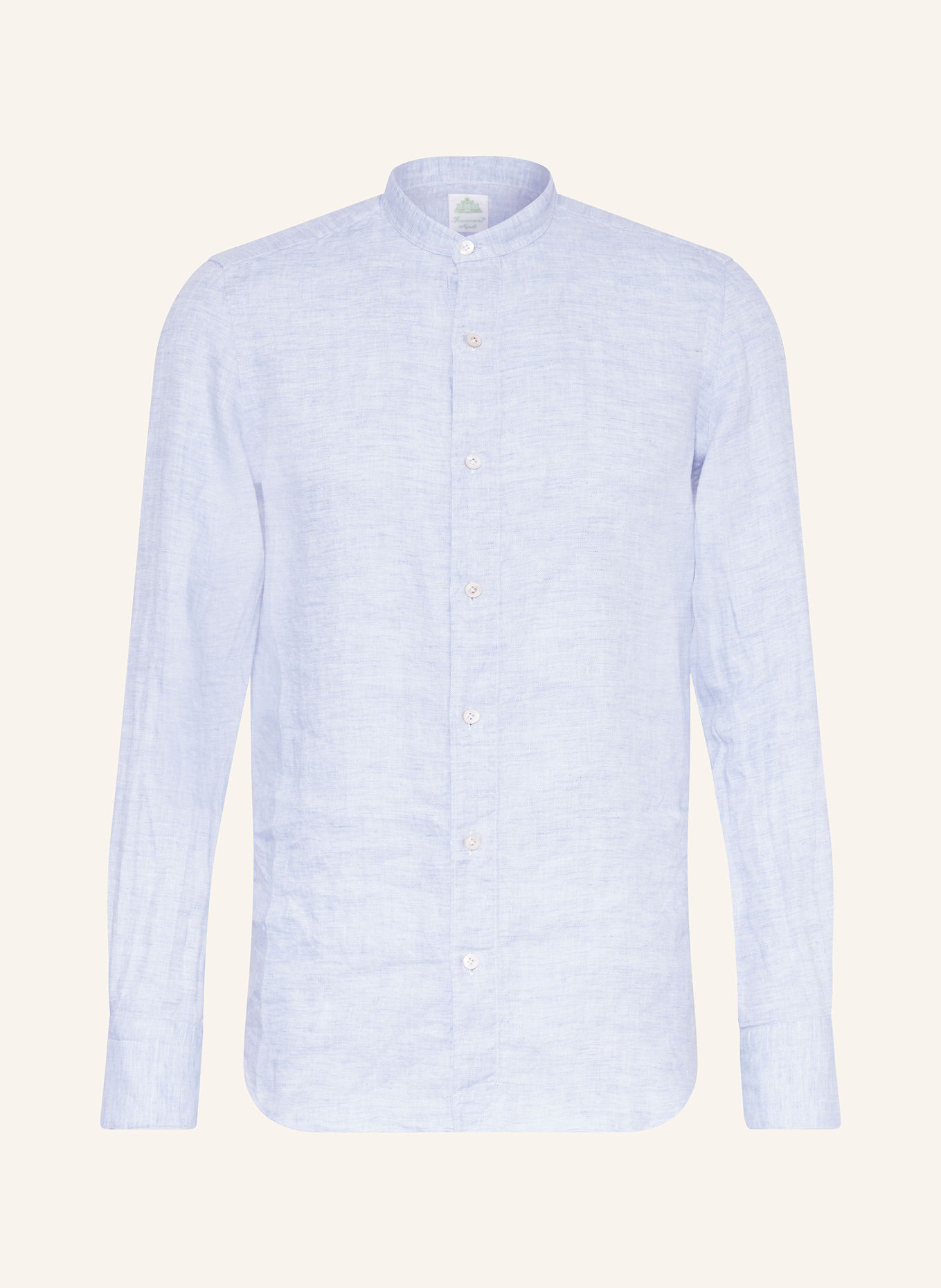 FINAMORE 1925 Linen shirt TOKYO LORENZO slim fit with stand-up collar: LIGHT BLUE