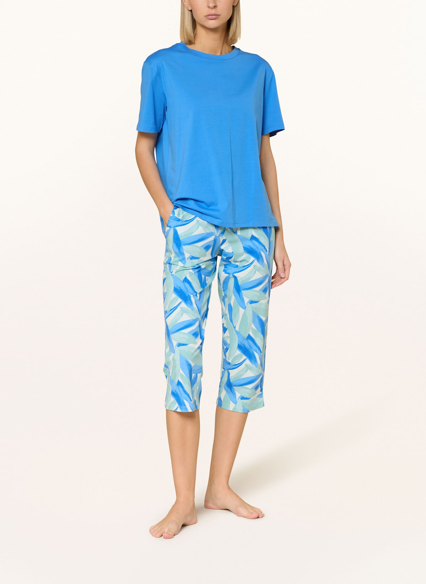 SCHIESSER 3/4-Schlafhose MIX+RELAX: BLAU / NEONTÜRKIS