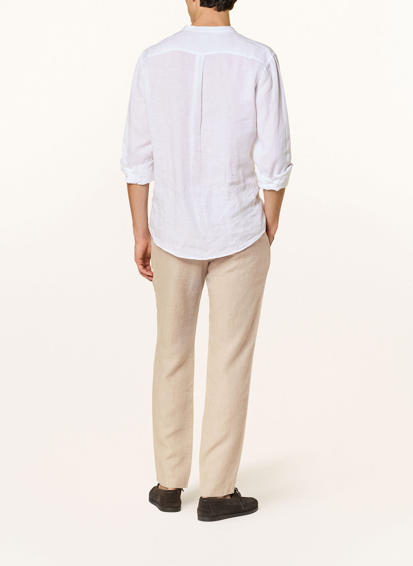 ALBERTO HOUSE jogger style tapered fit linen trousers: LIGHT BROWN