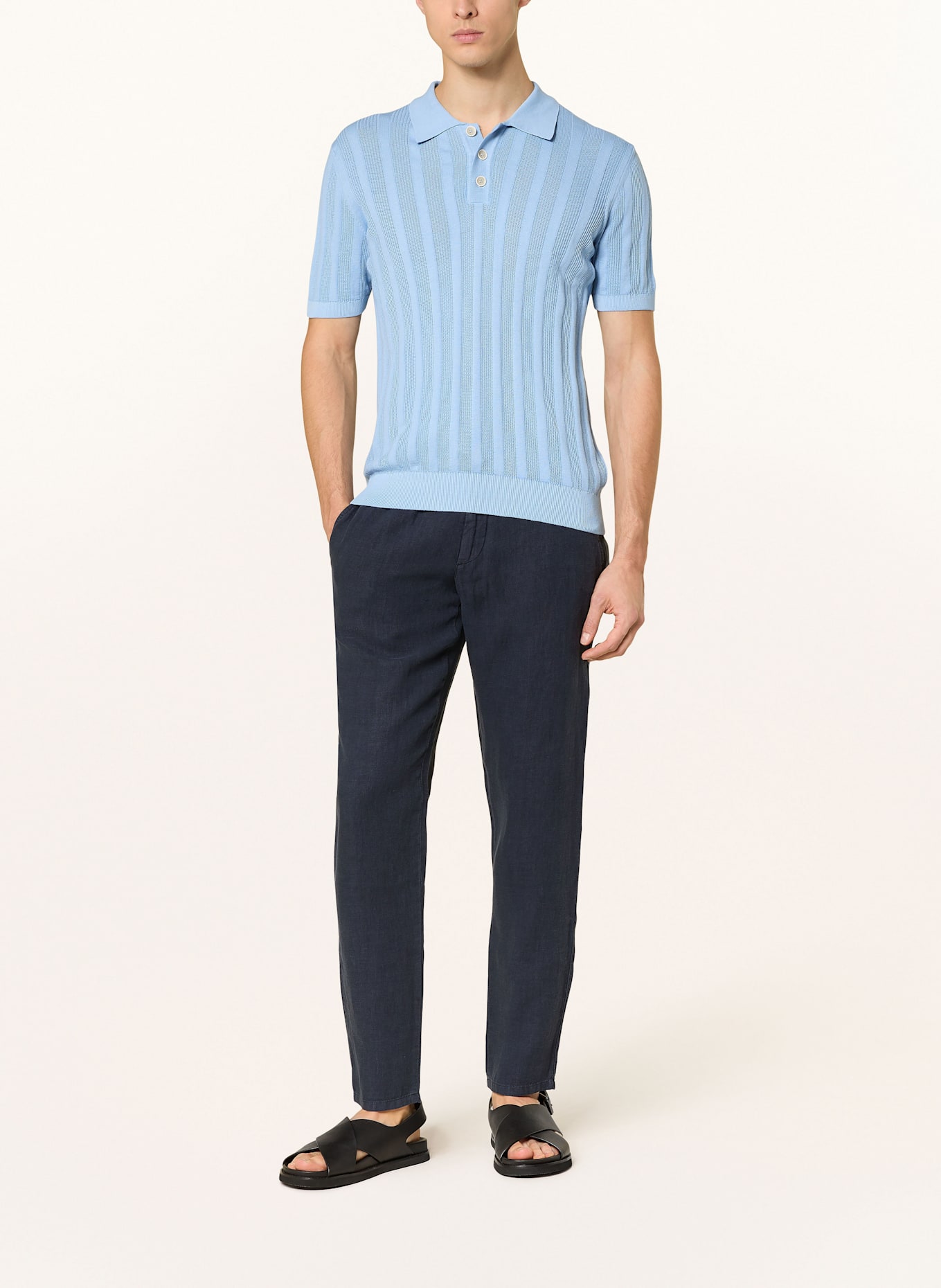 ALBERTO Leinenhose HOUSE im Jogging-Stil Tapered Fit: DUNKELBLAU