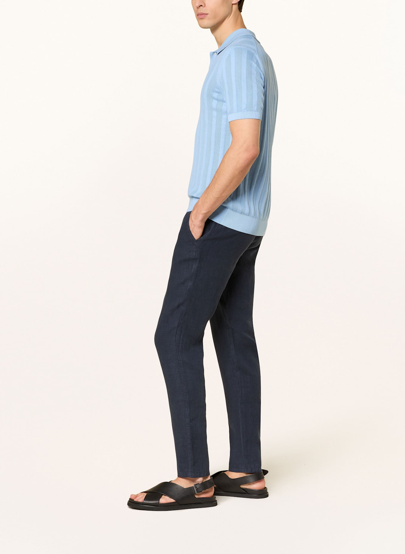 ALBERTO Leinenhose HOUSE im Jogging-Stil Tapered Fit: DUNKELBLAU