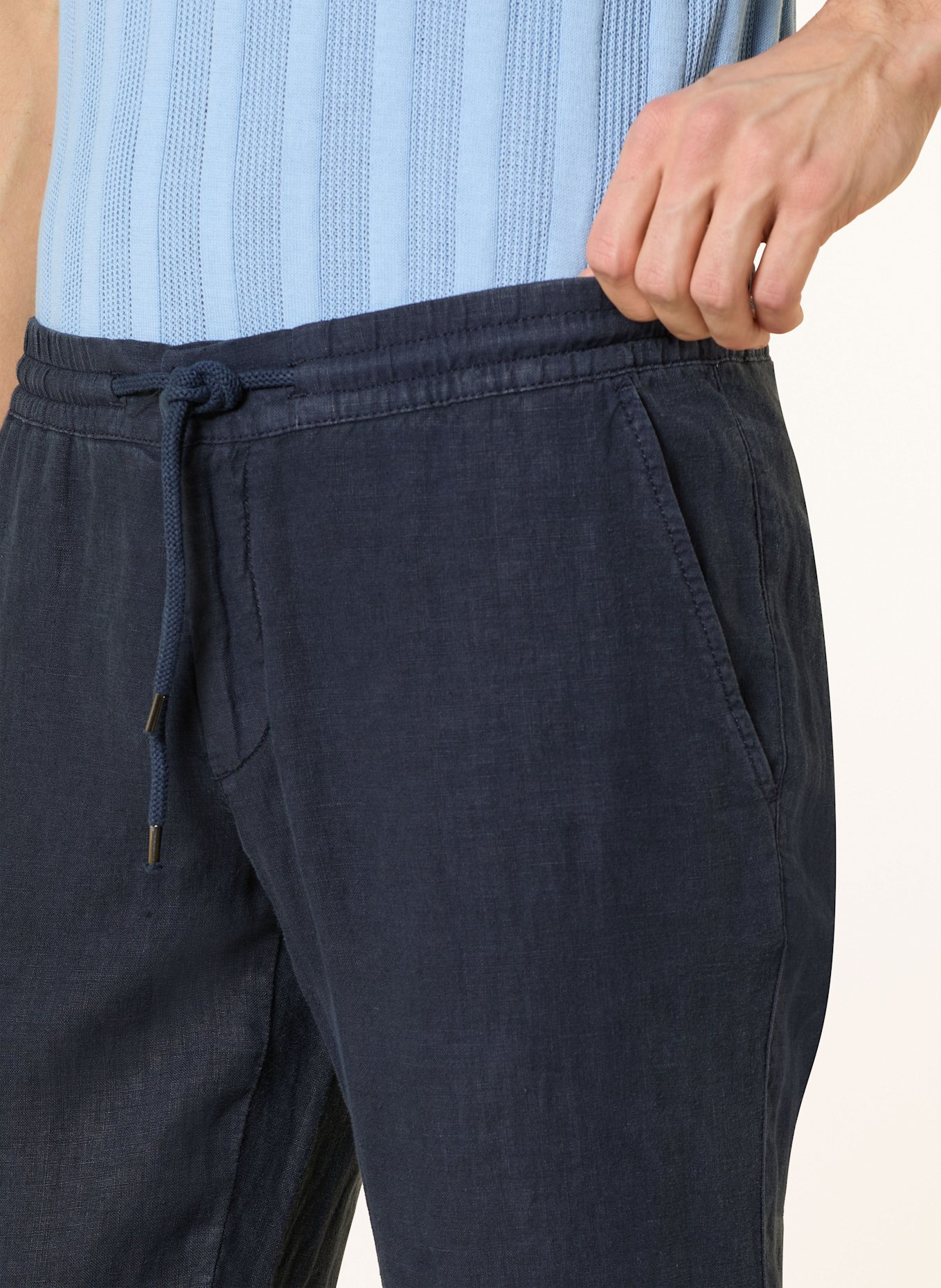ALBERTO Leinenhose HOUSE im Jogging-Stil Tapered Fit: DUNKELBLAU