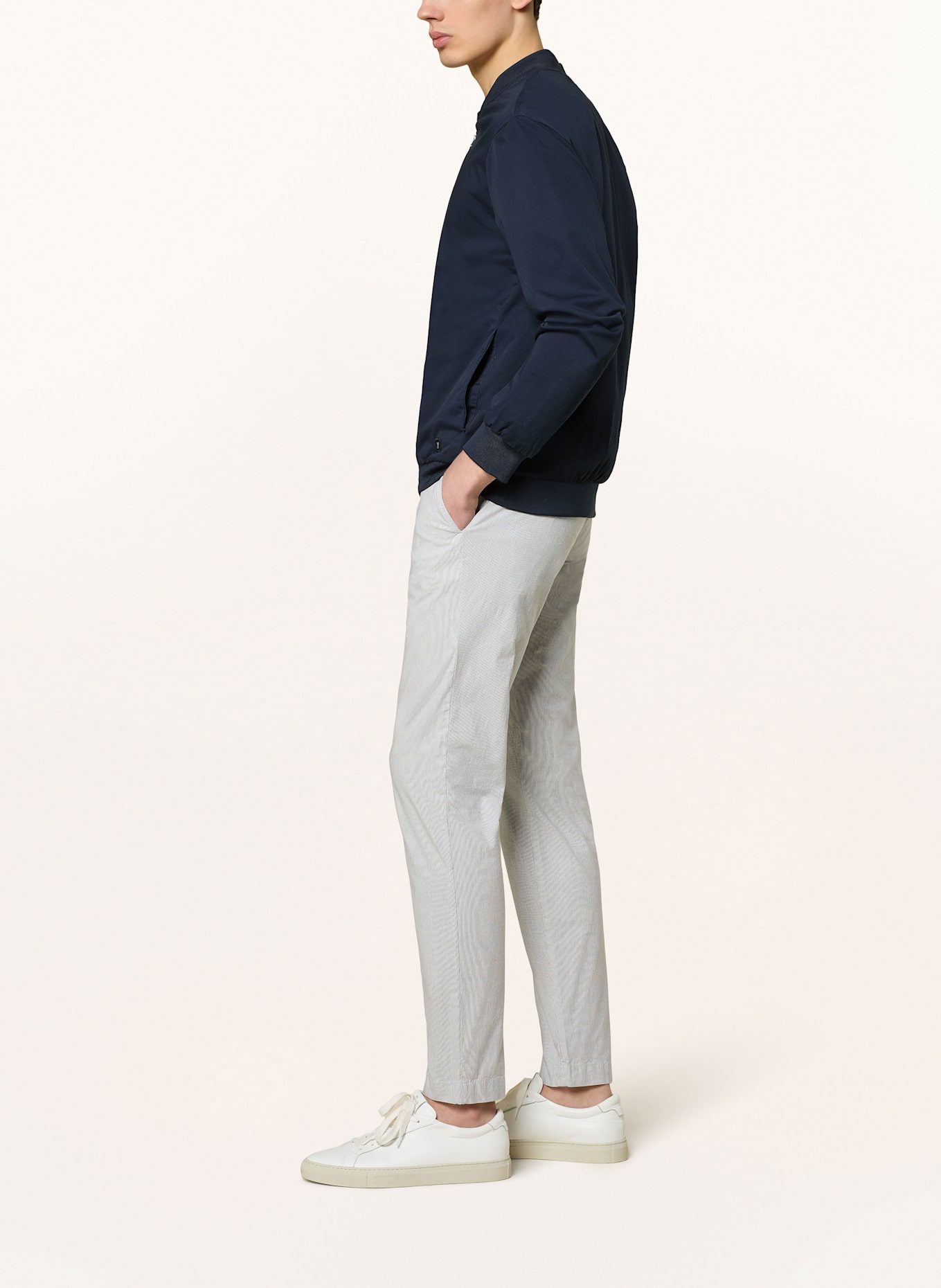 ALBERTO Chinosy JUMP w stylu dresowym slim fit: BIAŁY/ NIEBIESKI