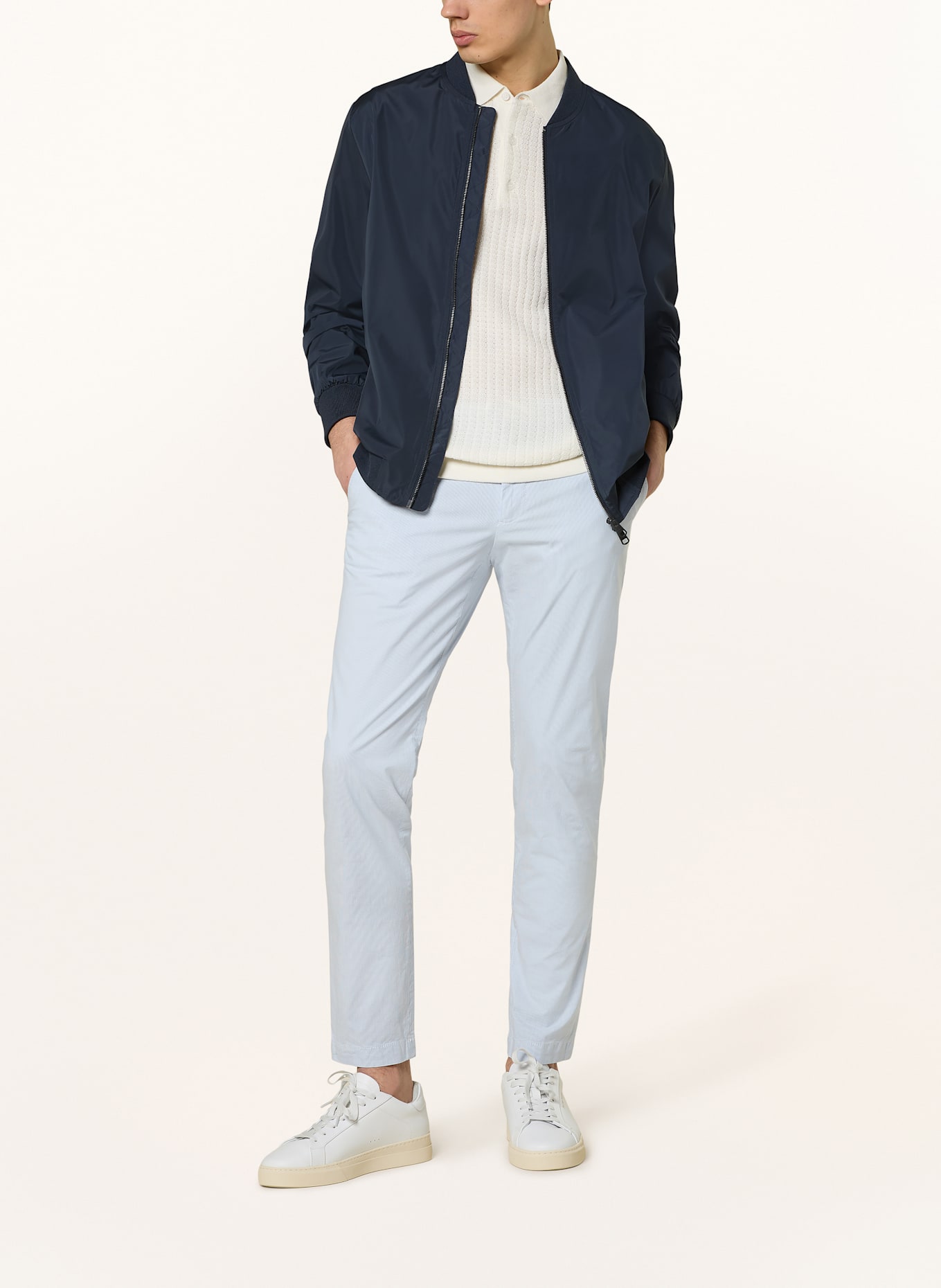 ALBERTO Chinosy JUMP w stylu dresowym slim fit: BIAŁY/ JASNONIEBIESKI