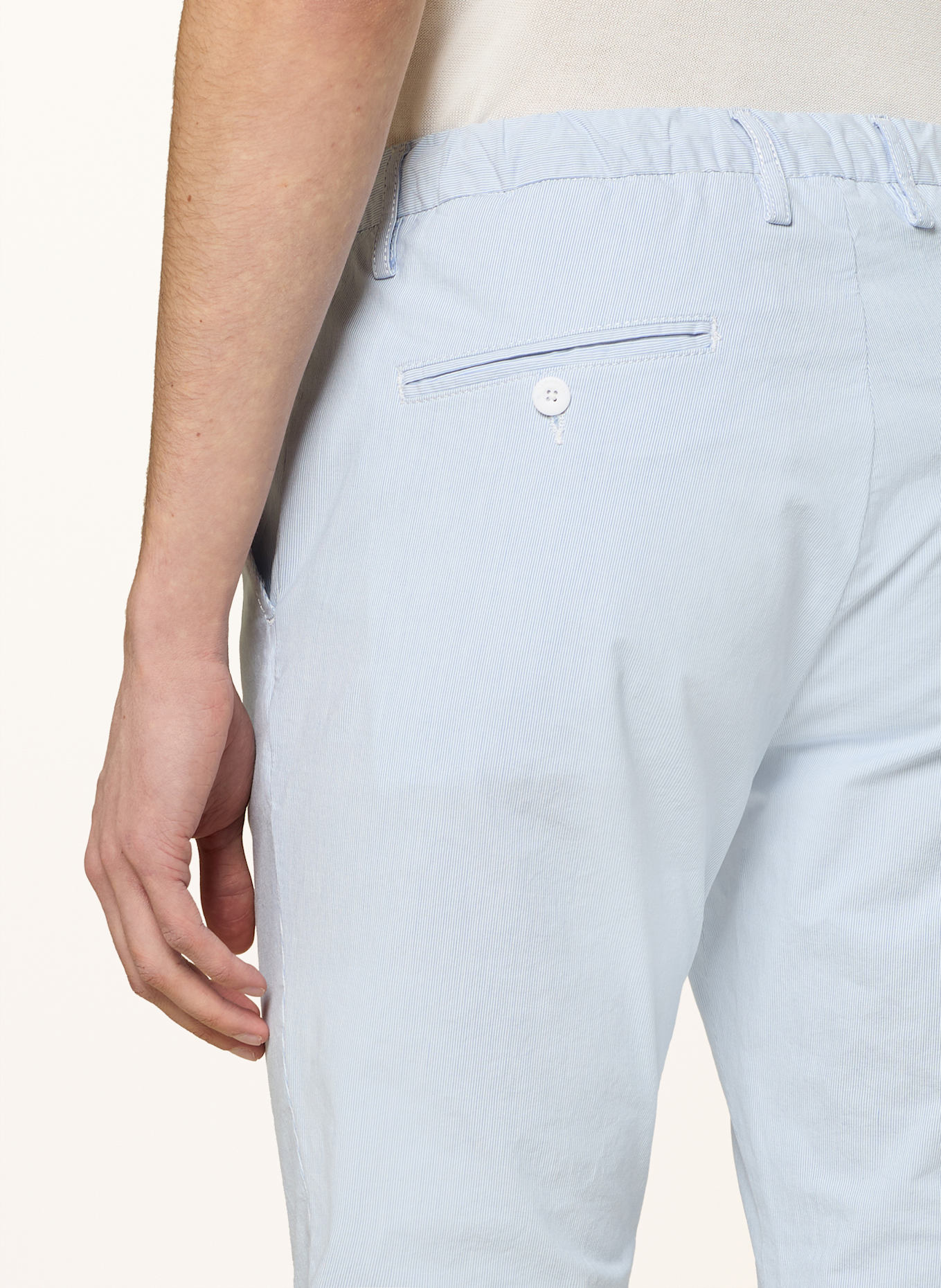 ALBERTO Chinosy JUMP w stylu dresowym slim fit: BIAŁY/ JASNONIEBIESKI