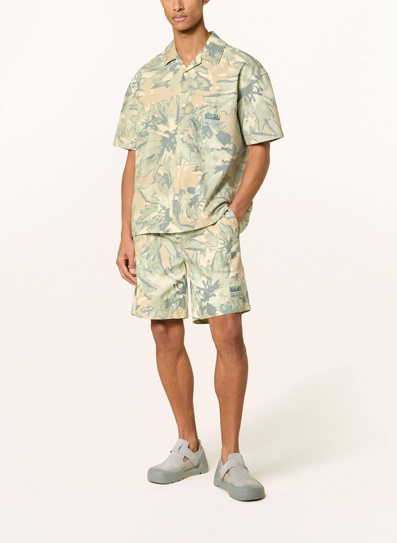 NAPAPIJRI Resort shirt TALLA Comfort Fit: GREEN/ LIGHT GREEN/ BEIGE