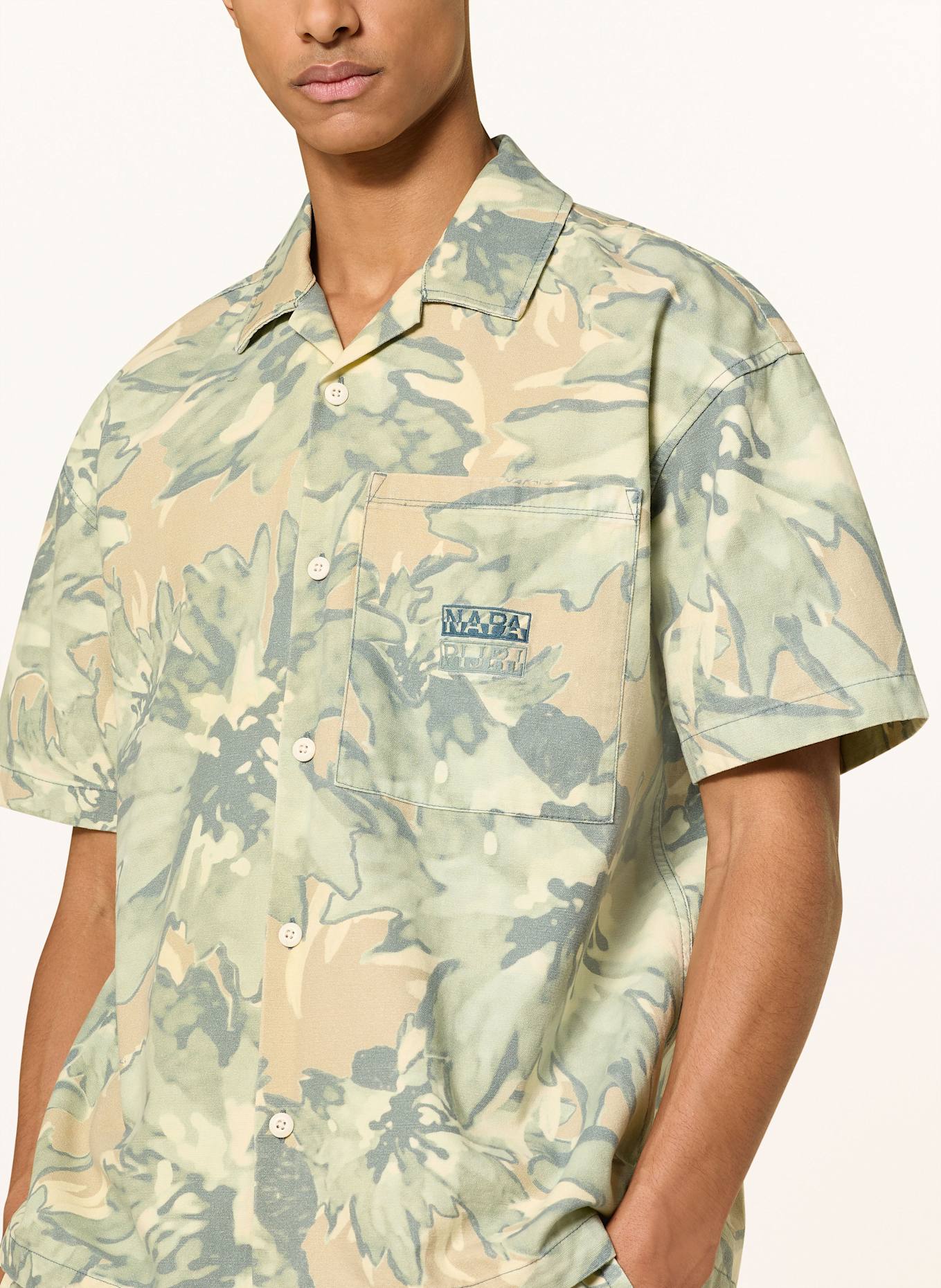 NAPAPIJRI Resort shirt TALLA Comfort Fit: GREEN/ LIGHT GREEN/ BEIGE