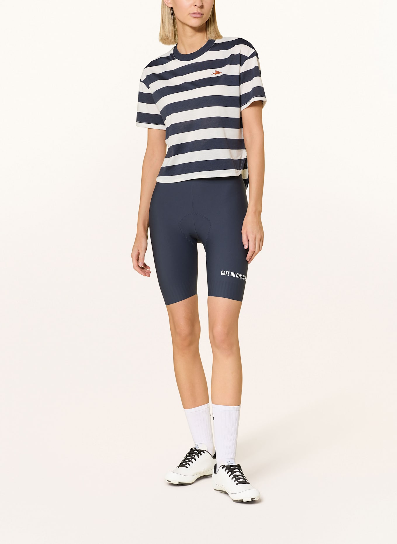 CAFÉ DU CYCLISTE Radshirt SANDRINE: DUNKELBLAU / WEISS