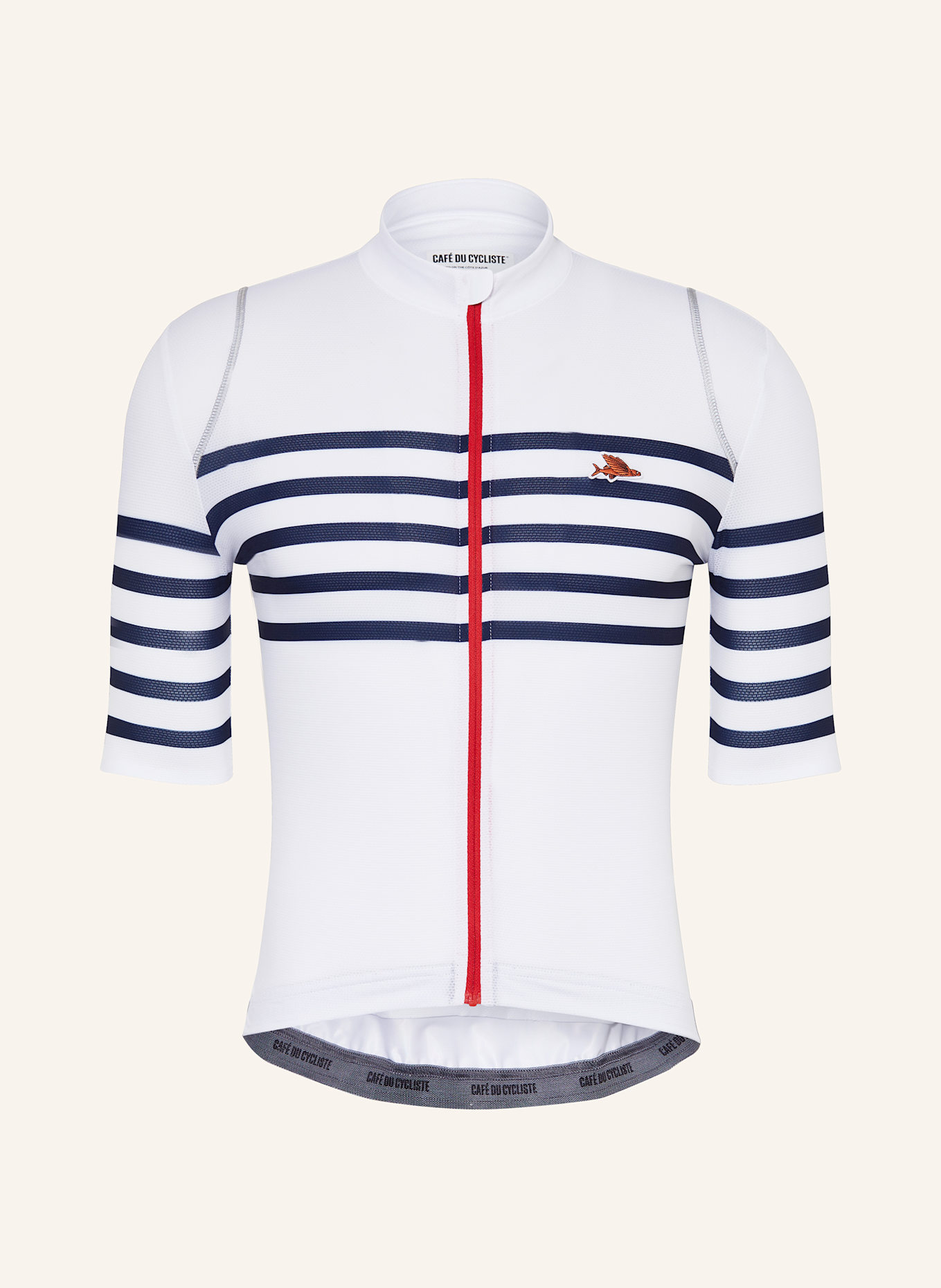 CAFÉ DU CYCLISTE Cycling jersey MONA in white/ dark blue