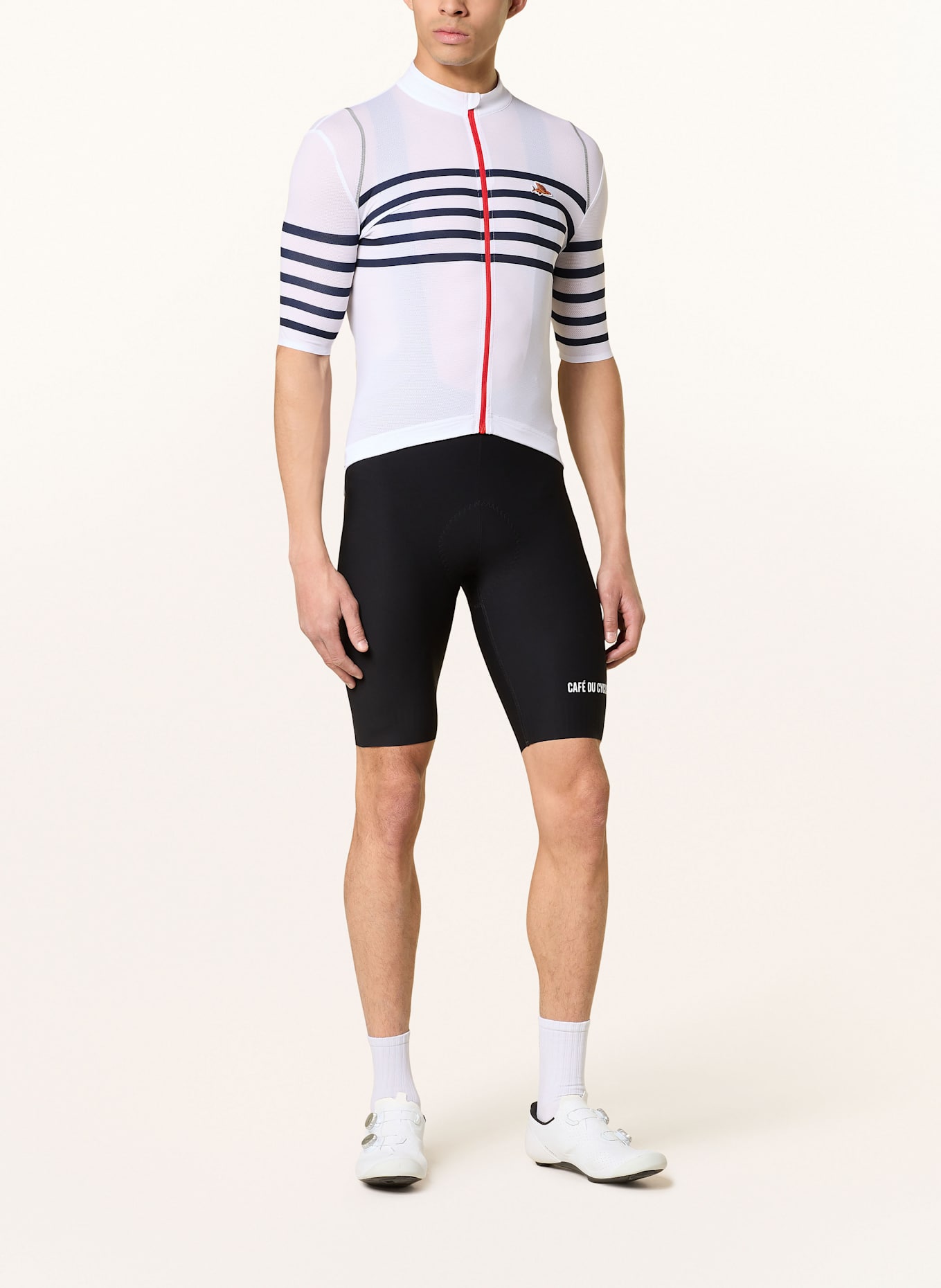 CAFÉ DU CYCLISTE Koszulka rowerowa MONA: BIAŁY / GRANATOWY