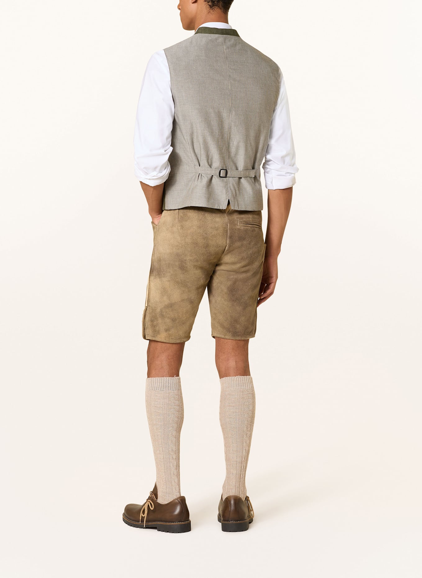 Grasegger Traditional vest AURACH made of linen: GREEN/ BEIGE
