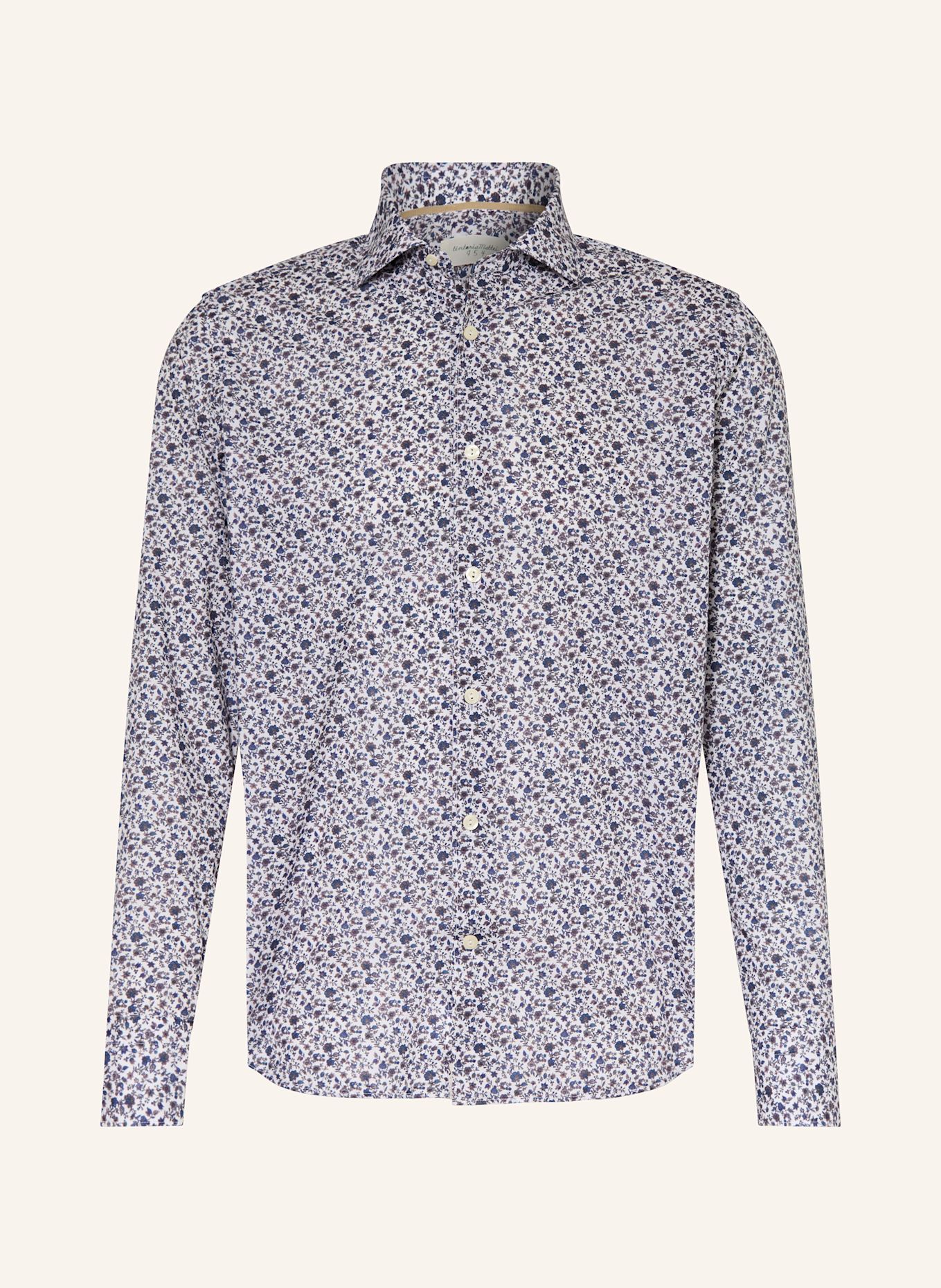 tintoria mattei Shirt regular fit: WHITE / DARK BLUE / BROWN