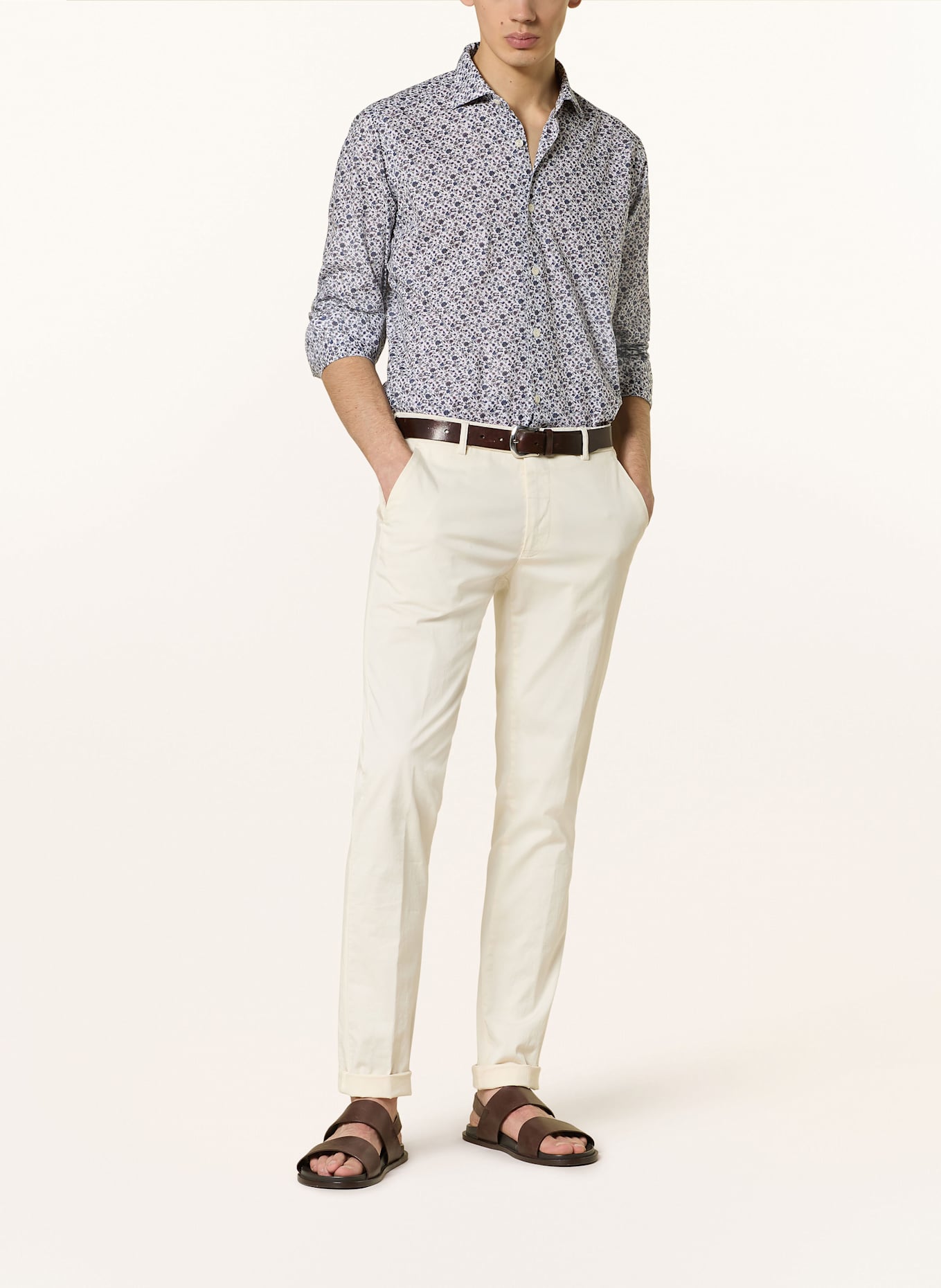 tintoria mattei Shirt regular fit: WHITE / DARK BLUE / BROWN