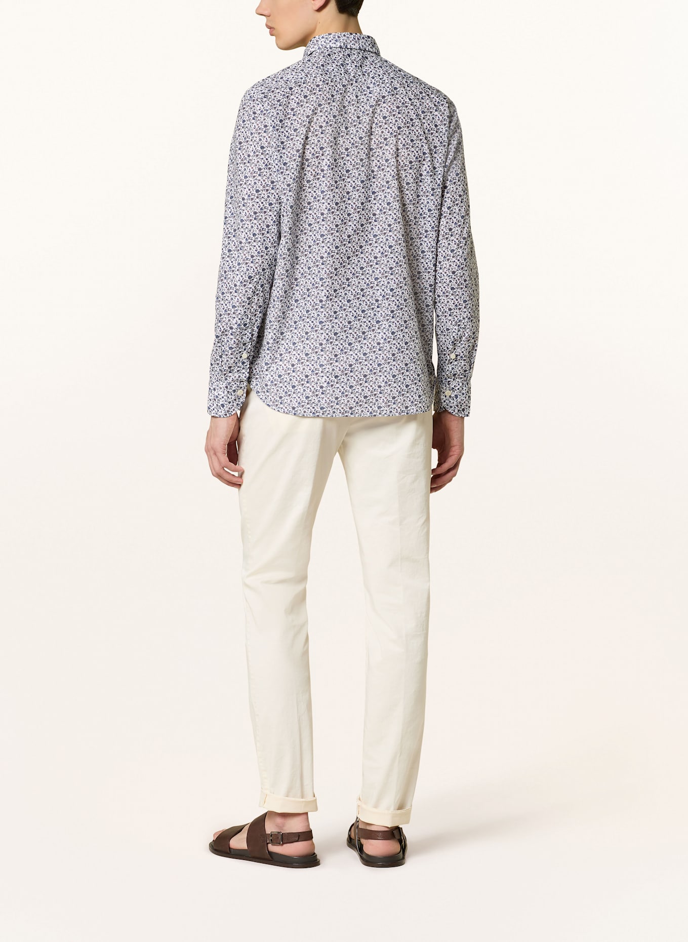 tintoria mattei Shirt regular fit: WHITE / DARK BLUE / BROWN