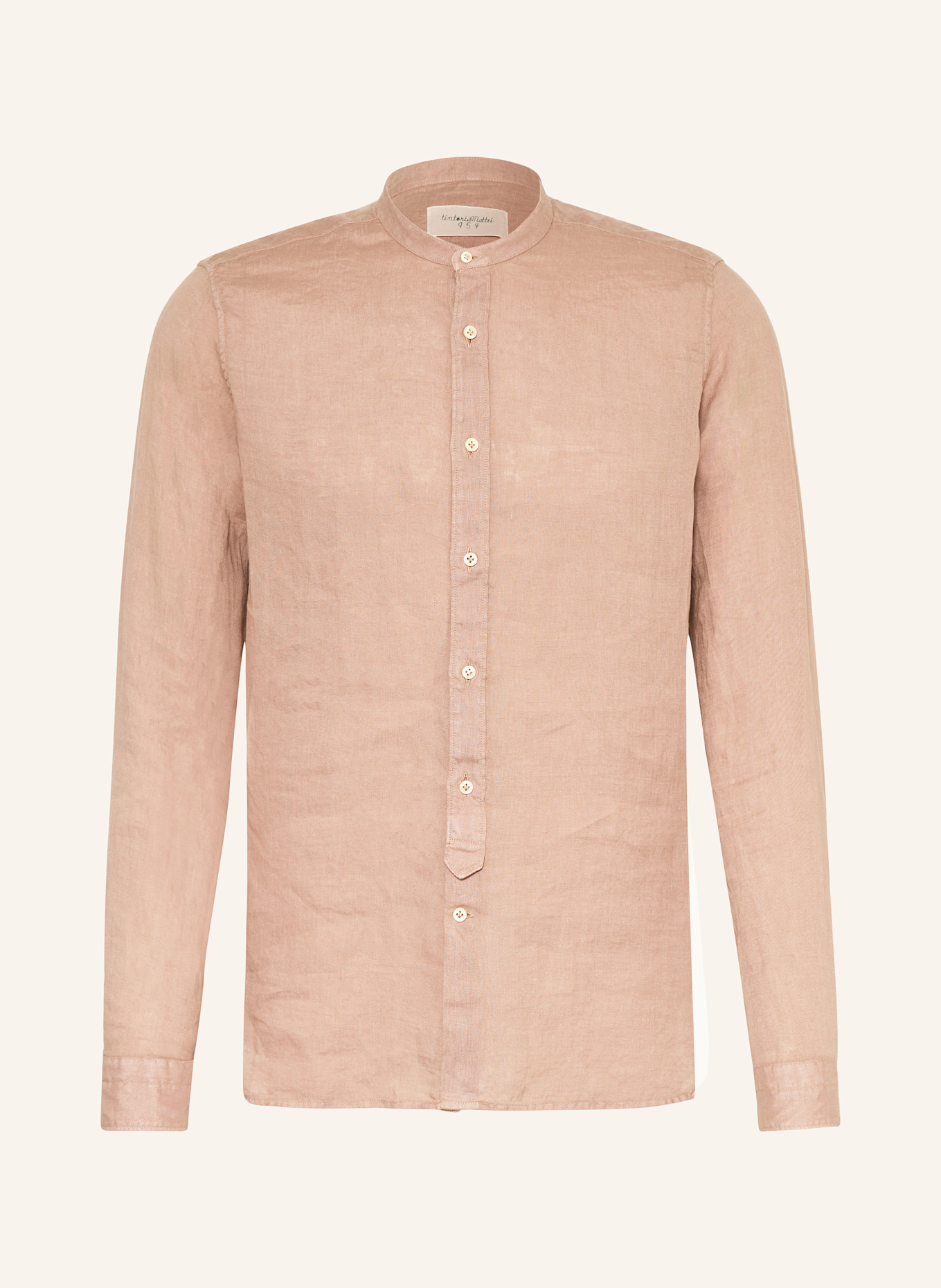 tintoria mattei Leinenhemd Slim Fit mit Stehkragen: ALTROSA