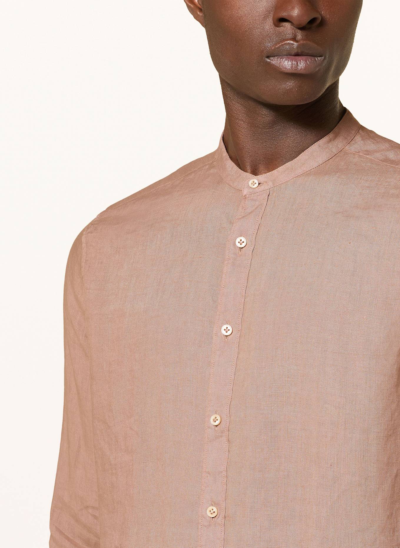 tintoria mattei Leinenhemd Slim Fit mit Stehkragen: ALTROSA