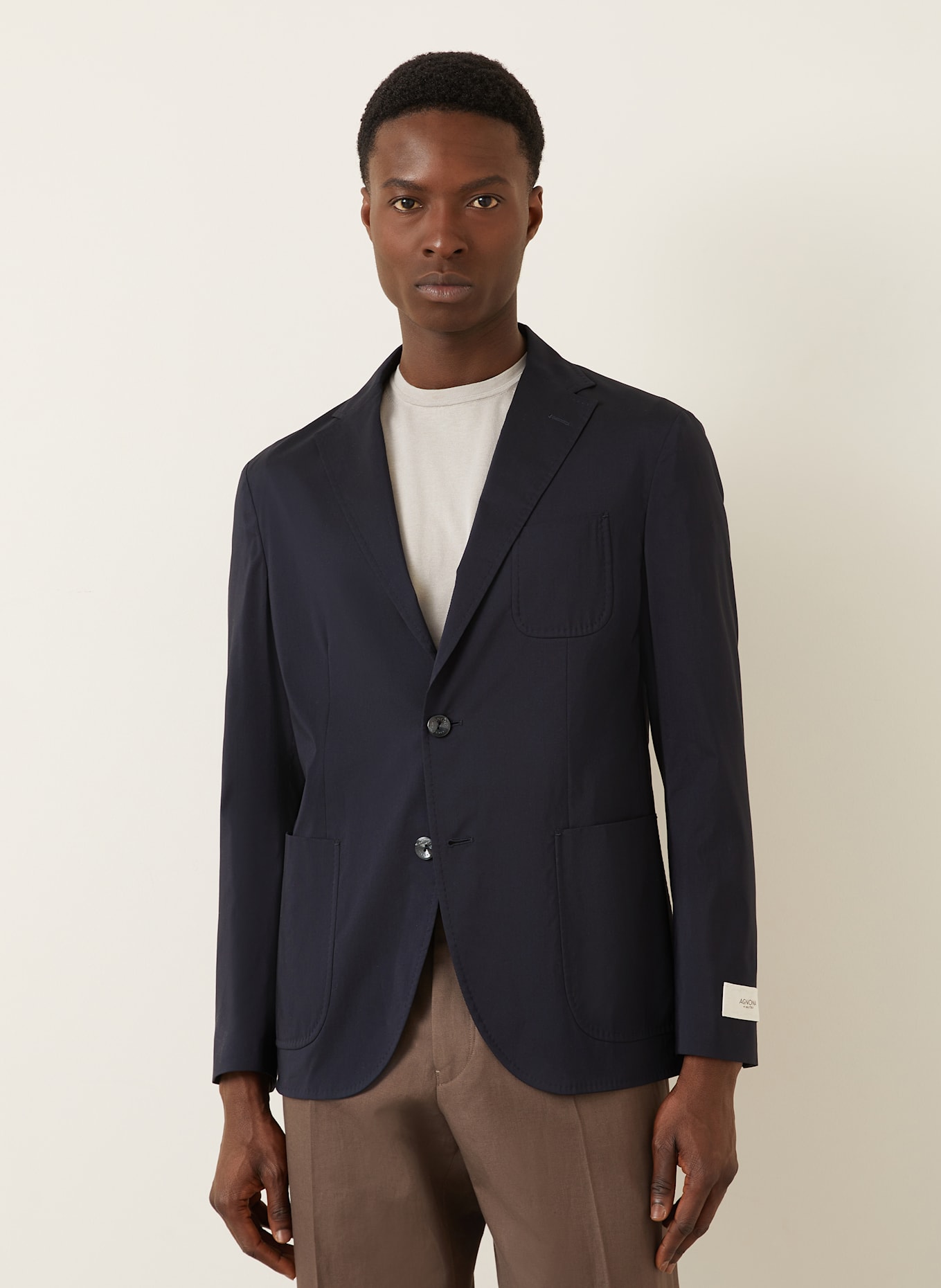 AGNONA Jerseysakko Slim Fit mit Seide: DUNKELBLAU