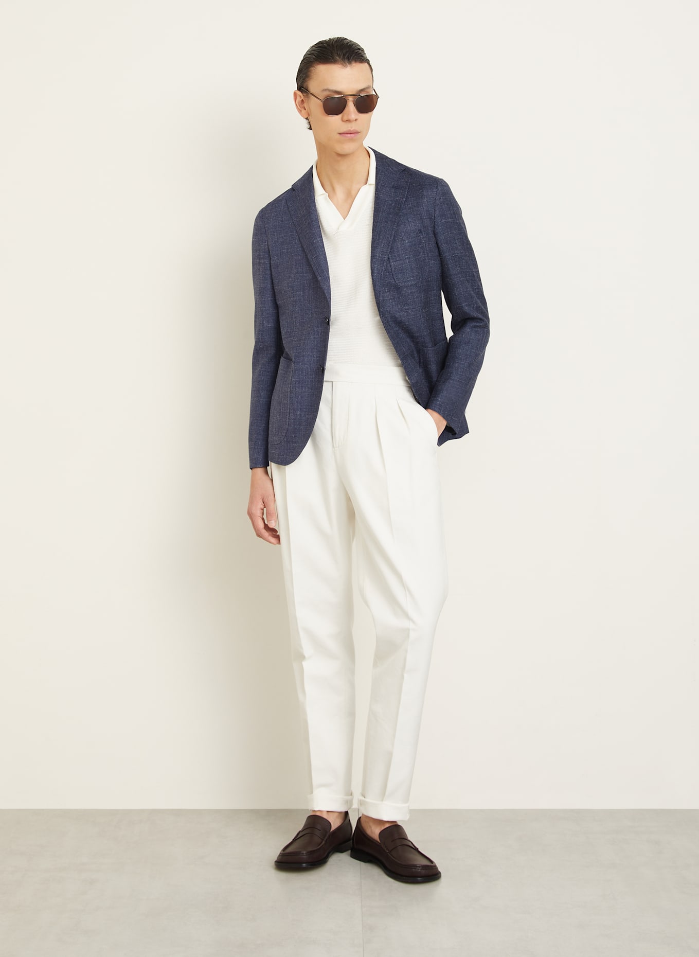 AGNONA Marynarka slim fit: GRANATOWY