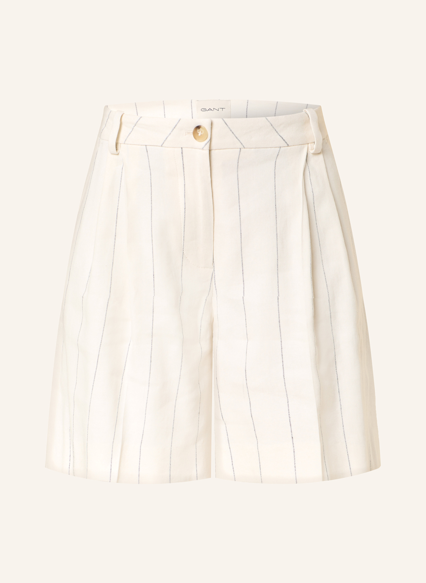 GANT Shorts mit Leinen: WEISS / DUNKELBLAU