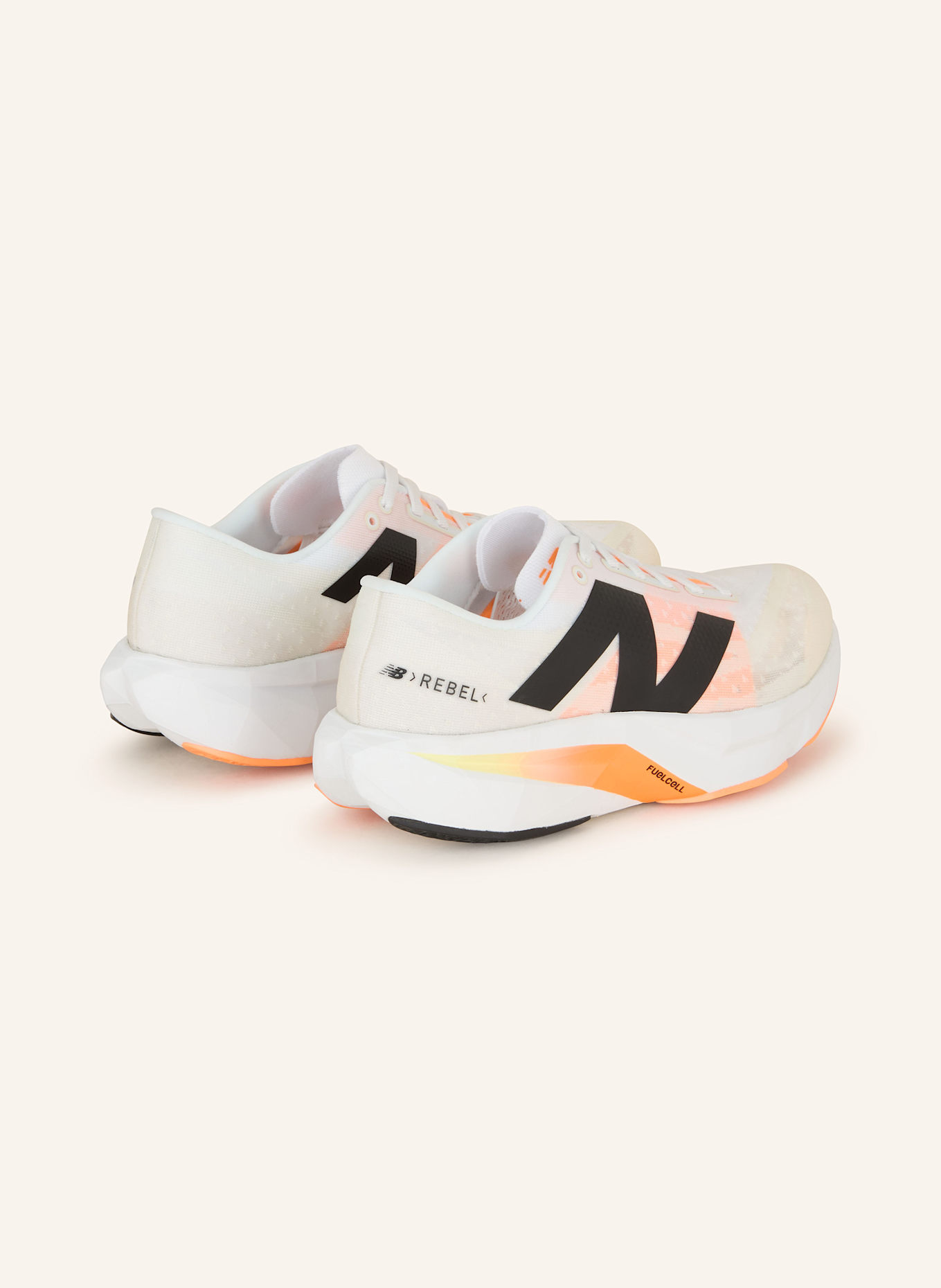 new balance Laufschuhe FUELCELL REBELL V4: WEISS/ NEONORANGE