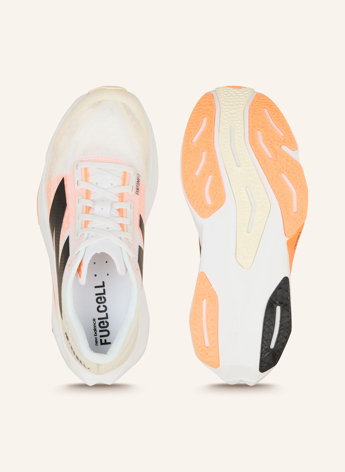 new balance Laufschuhe FUELCELL REBELL V4: WEISS/ NEONORANGE