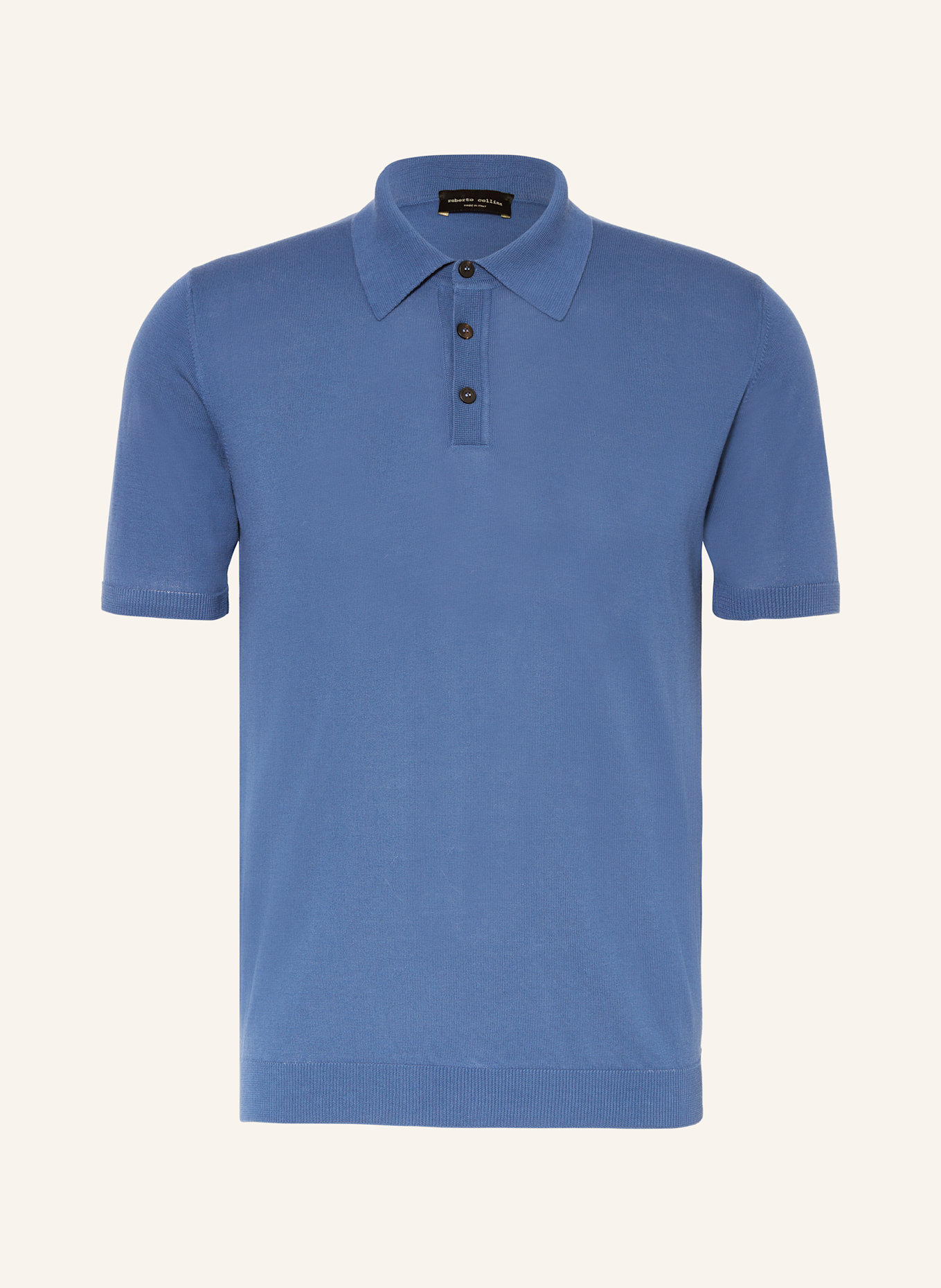 roberto collina Strick-Poloshirt: BLAU