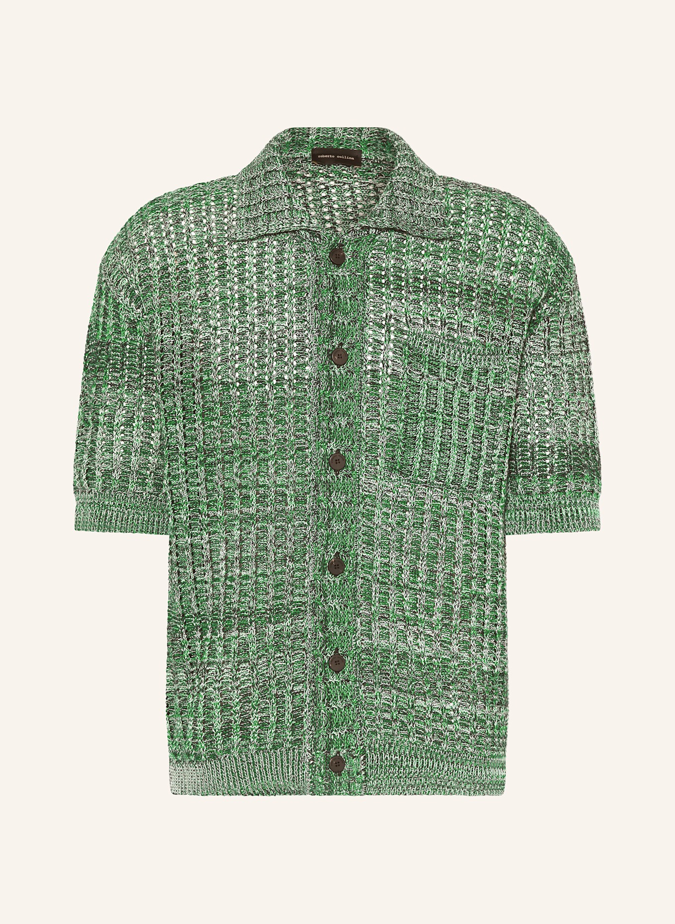 roberto collina Strickhemd Comfort Fit: GRÜN / WEISS / SCHWARZ