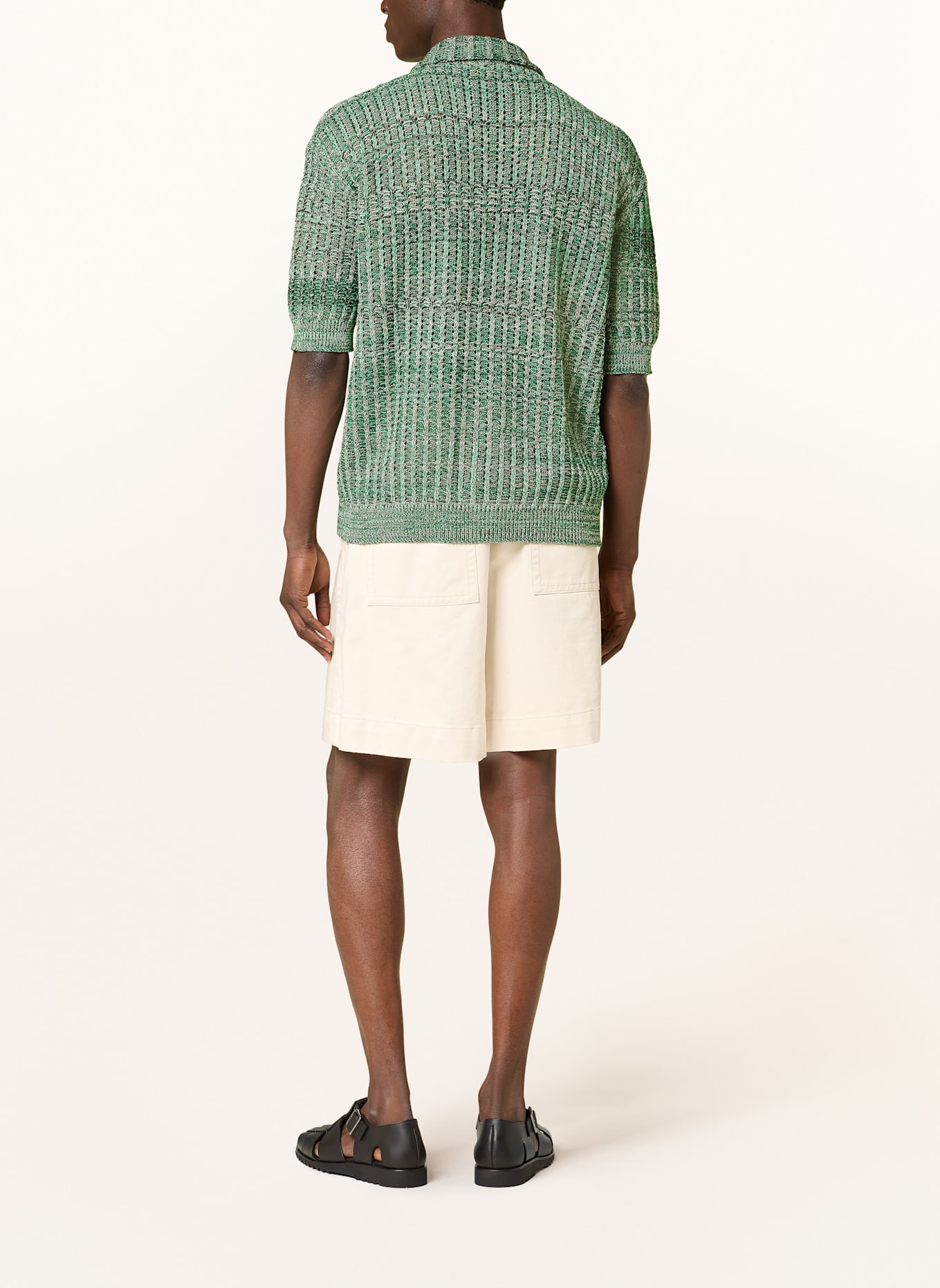 roberto collina Strickhemd Comfort Fit: GRÜN / WEISS / SCHWARZ