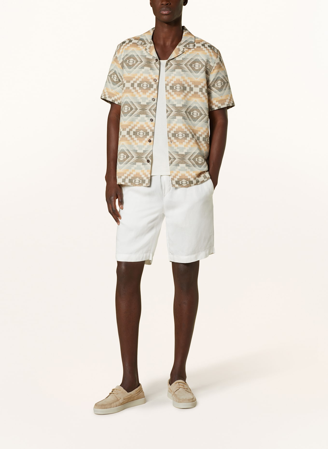 MOS MOSH Gallery Resorthemd MMGLUIS Comfort Fit: BEIGE / TAUPE / BLAUGRAU