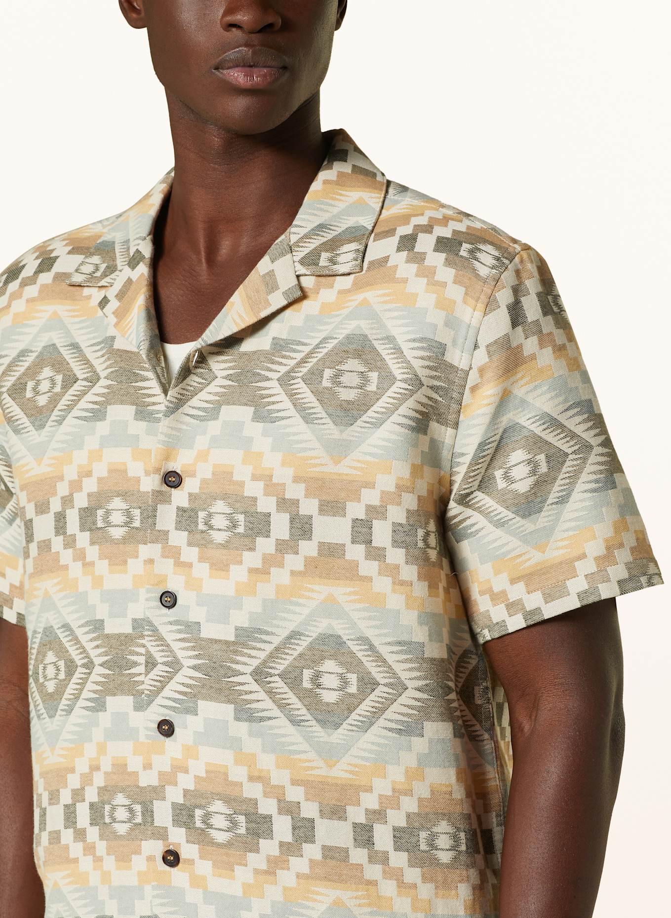 MOS MOSH Gallery Resorthemd MMGLUIS Comfort Fit: BEIGE / TAUPE / BLAUGRAU