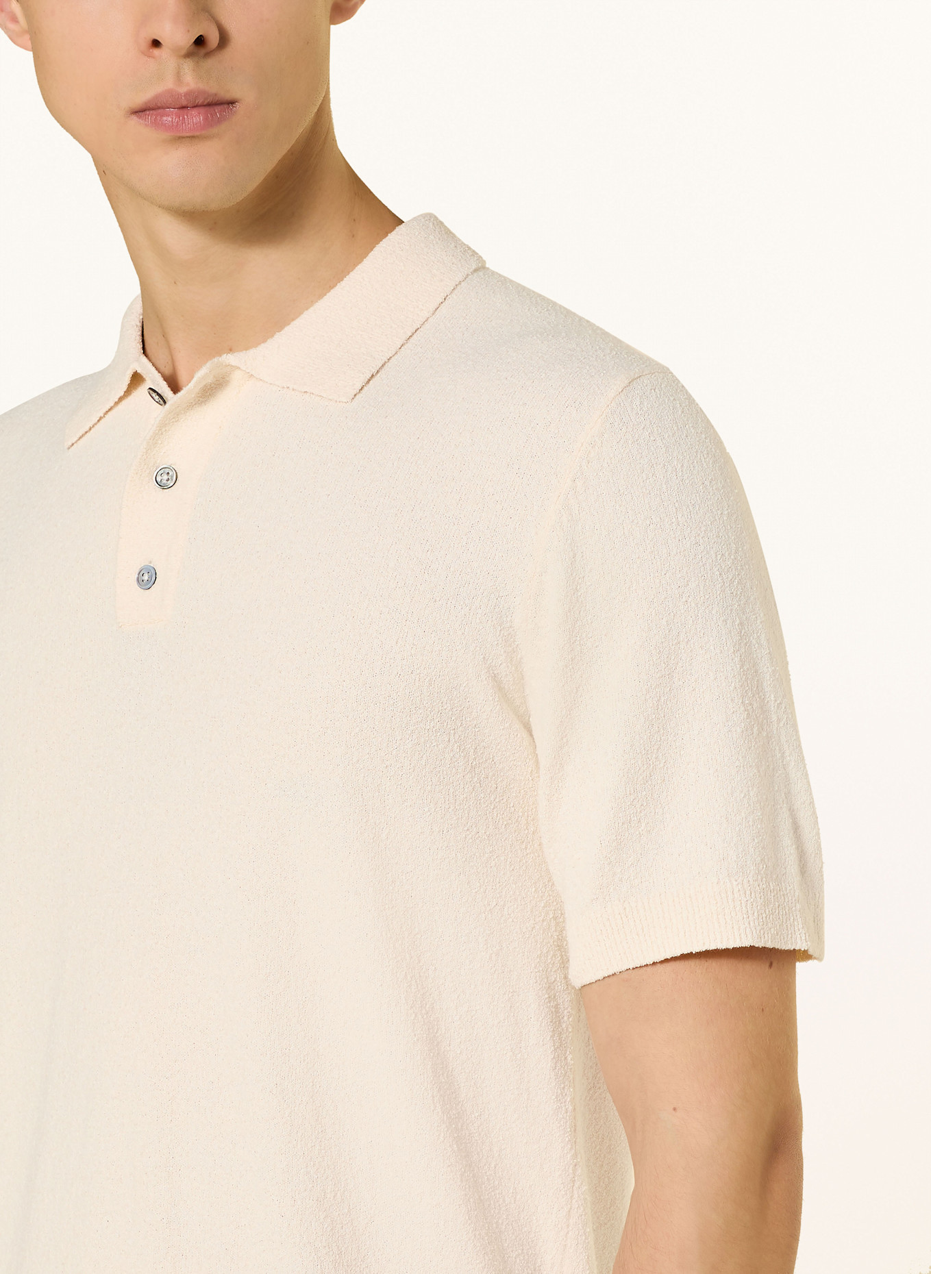 MOS MOSH Gallery Bouclé polo shirt MMGKYLE: ECRU