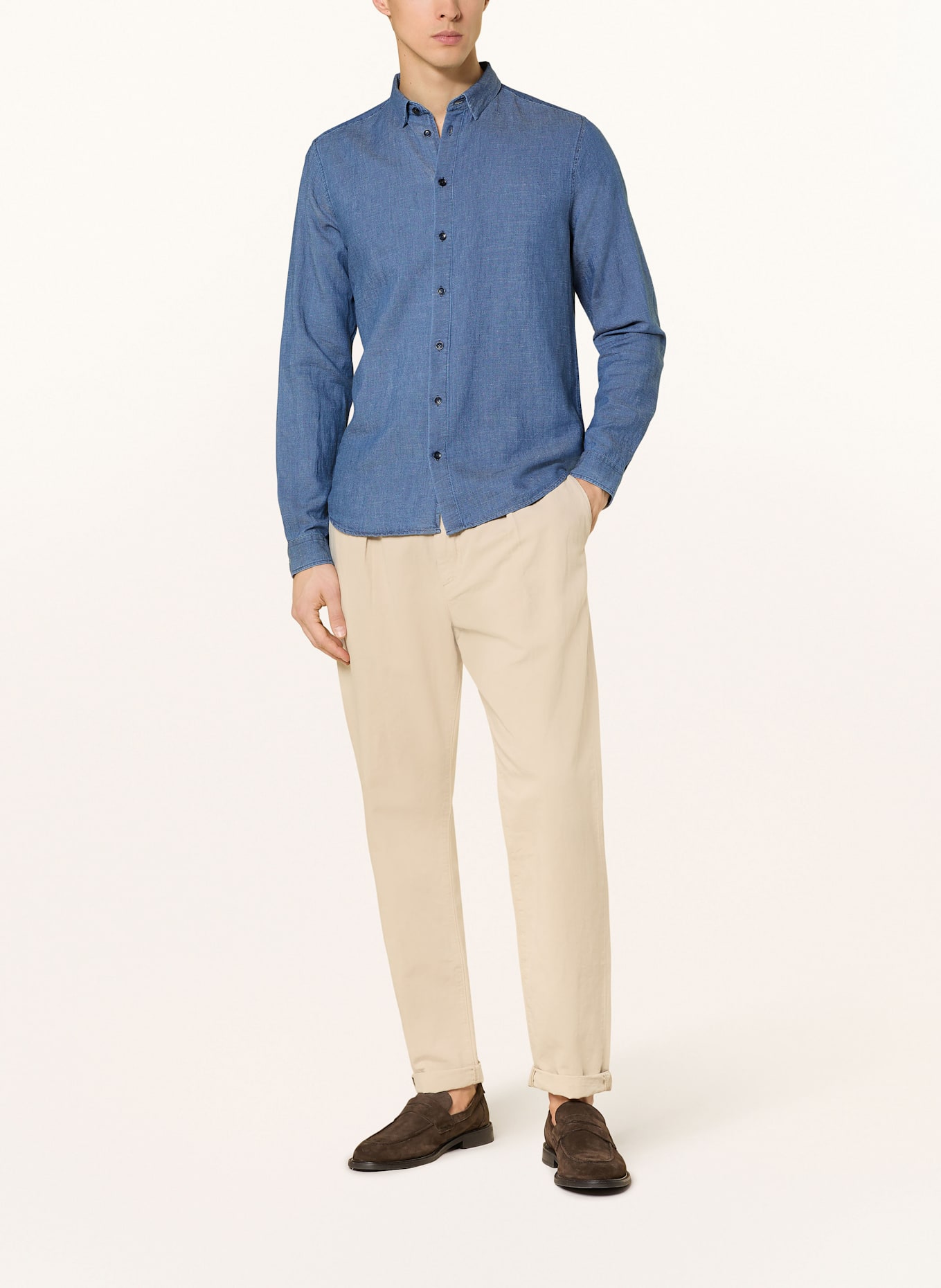 MOS MOSH Gallery Shirt MMGMARCO Slim fit in denim look: BLUE