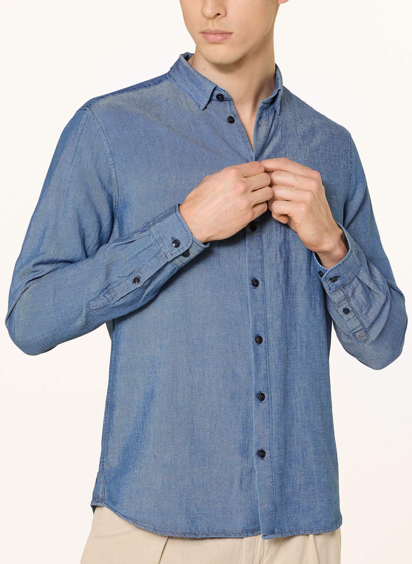 MOS MOSH Gallery Shirt MMGMARCO Slim fit in denim look: BLUE
