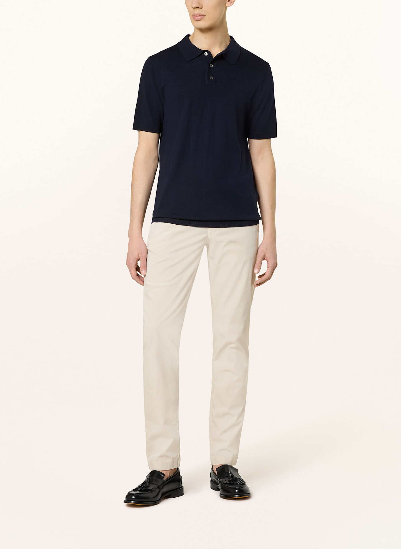 HILTL Chinosy TRENTO slim fit: KREMOWY