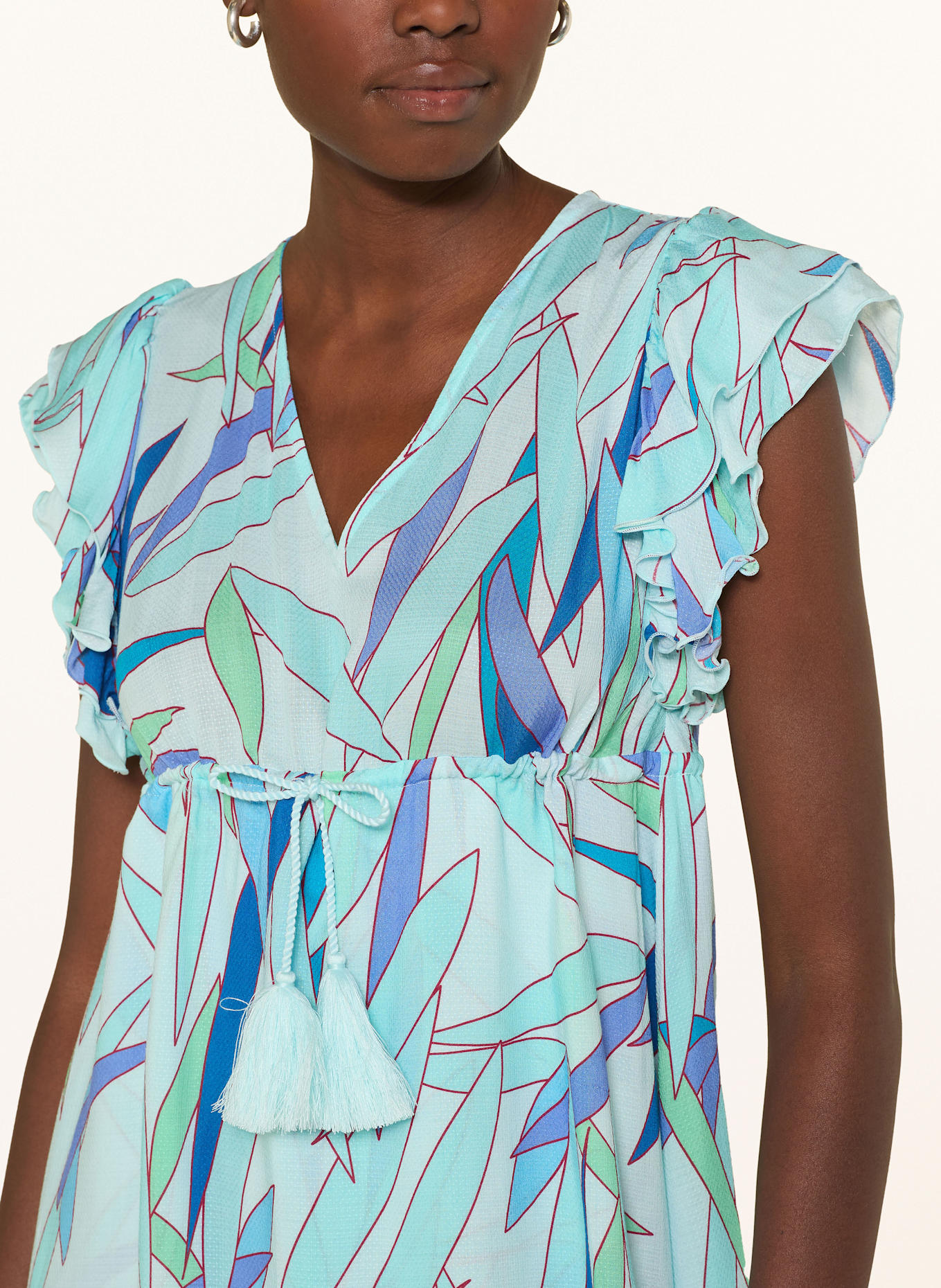 VILEBREQUIN Strandkleid MADRAGUE BILHA mit Rüschen: TÜRKIS