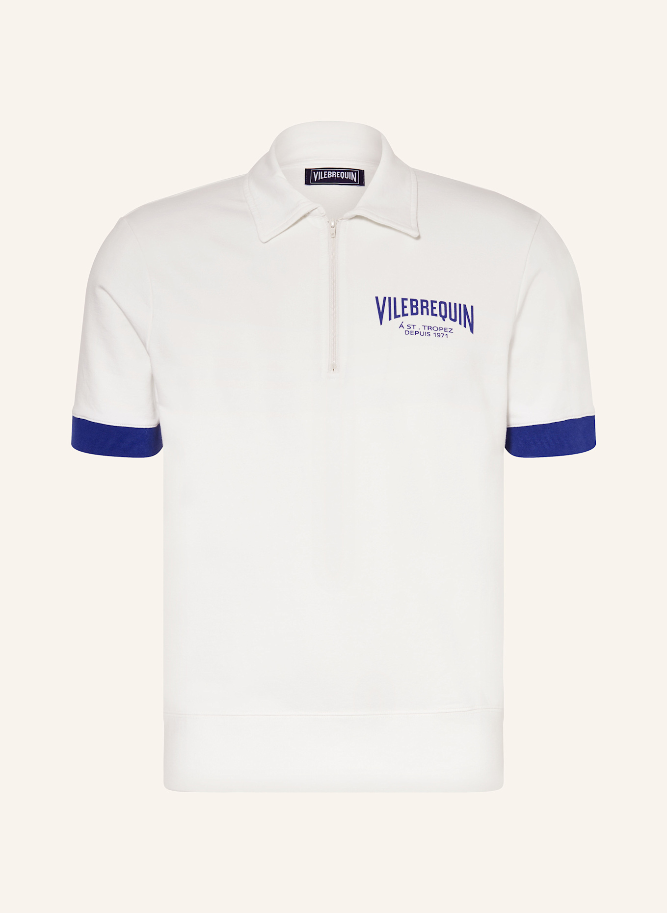 VILEBREQUIN Koszulka polo z materiału dresowego RABIOU: BIAŁY / NIEBIESKI