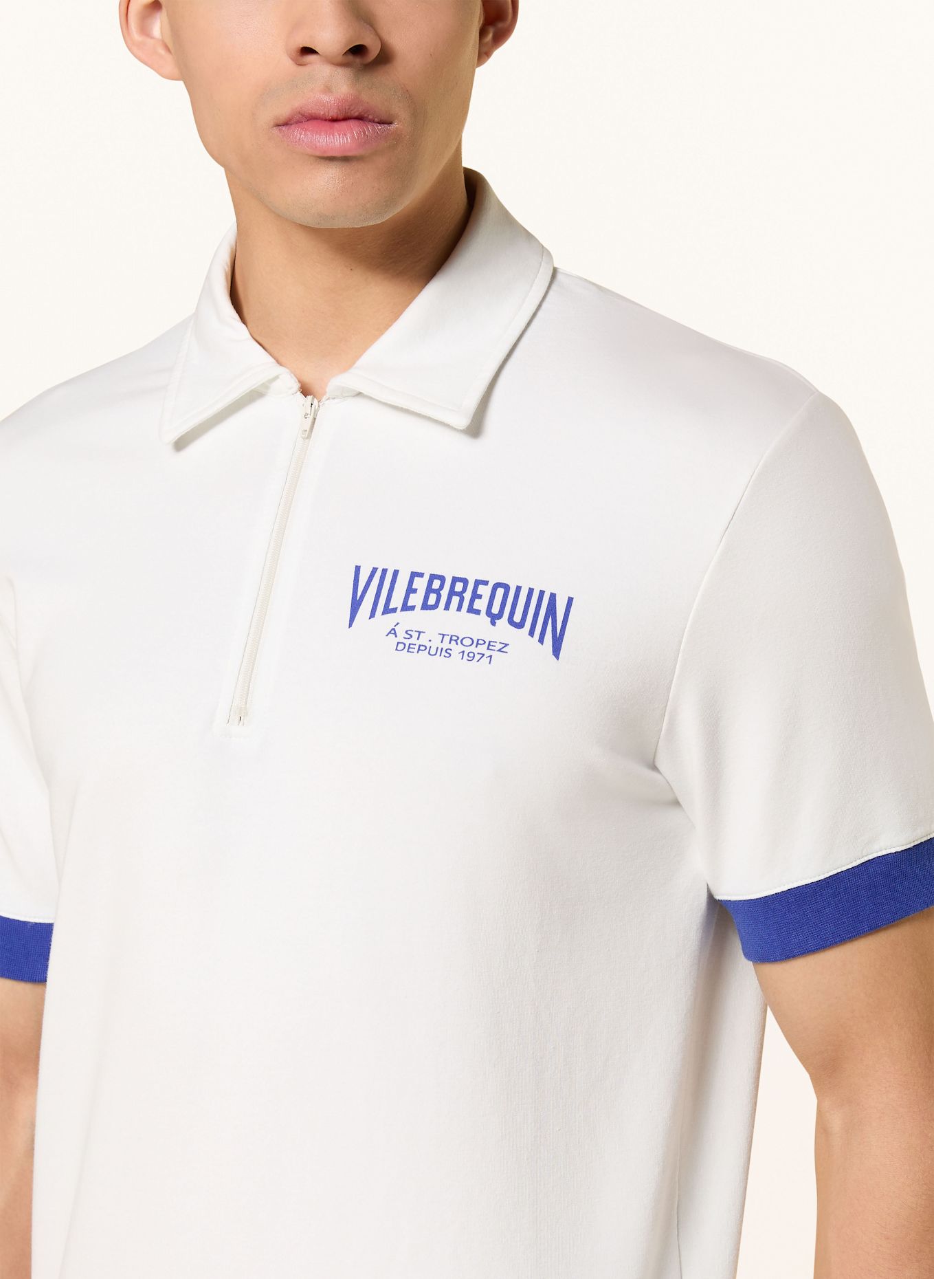 VILEBREQUIN Koszulka polo z materiału dresowego RABIOU: BIAŁY / NIEBIESKI
