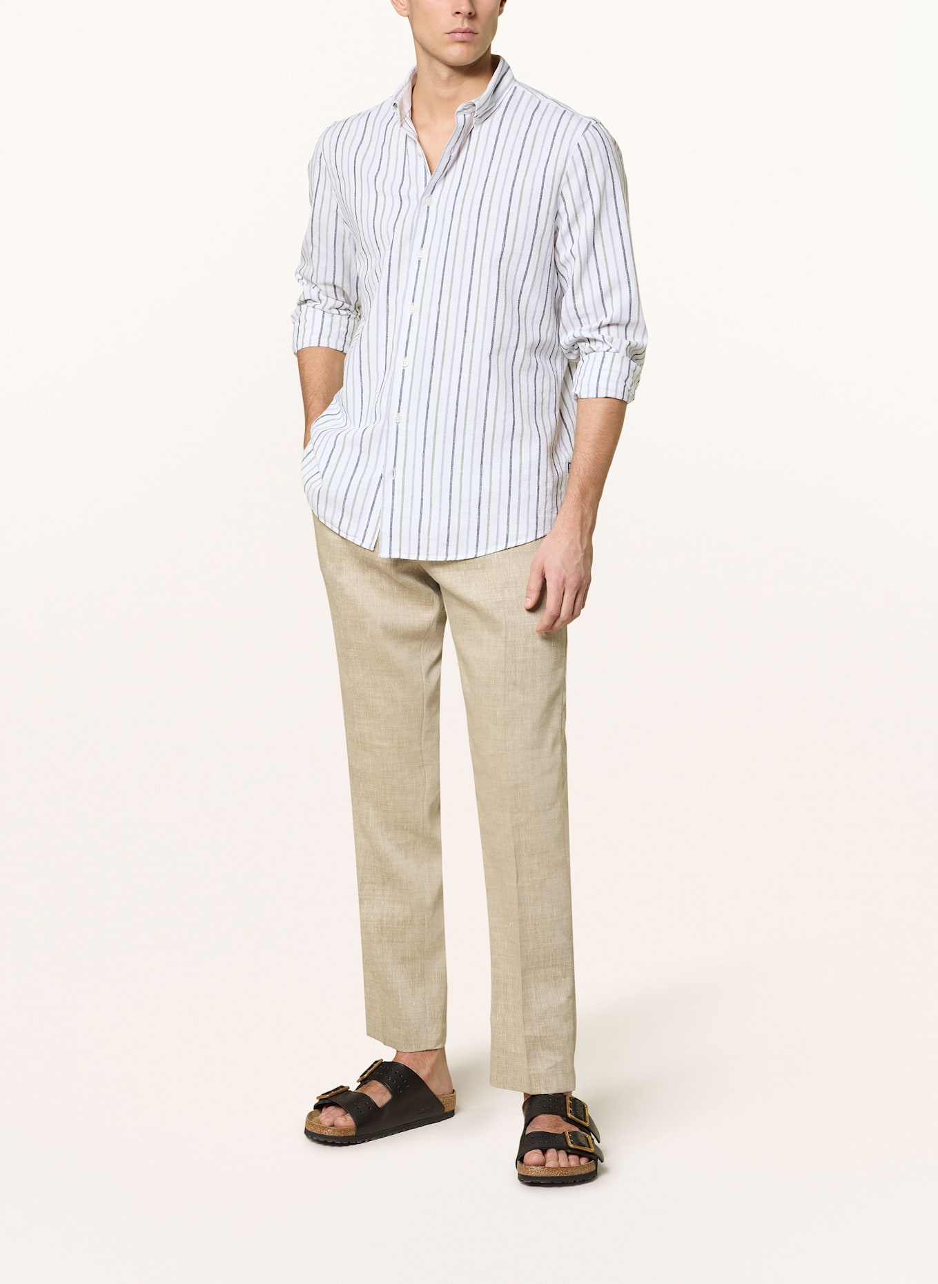 MAERZ MUENCHEN Hemd Comfort Fit mit Leinen: ECRU