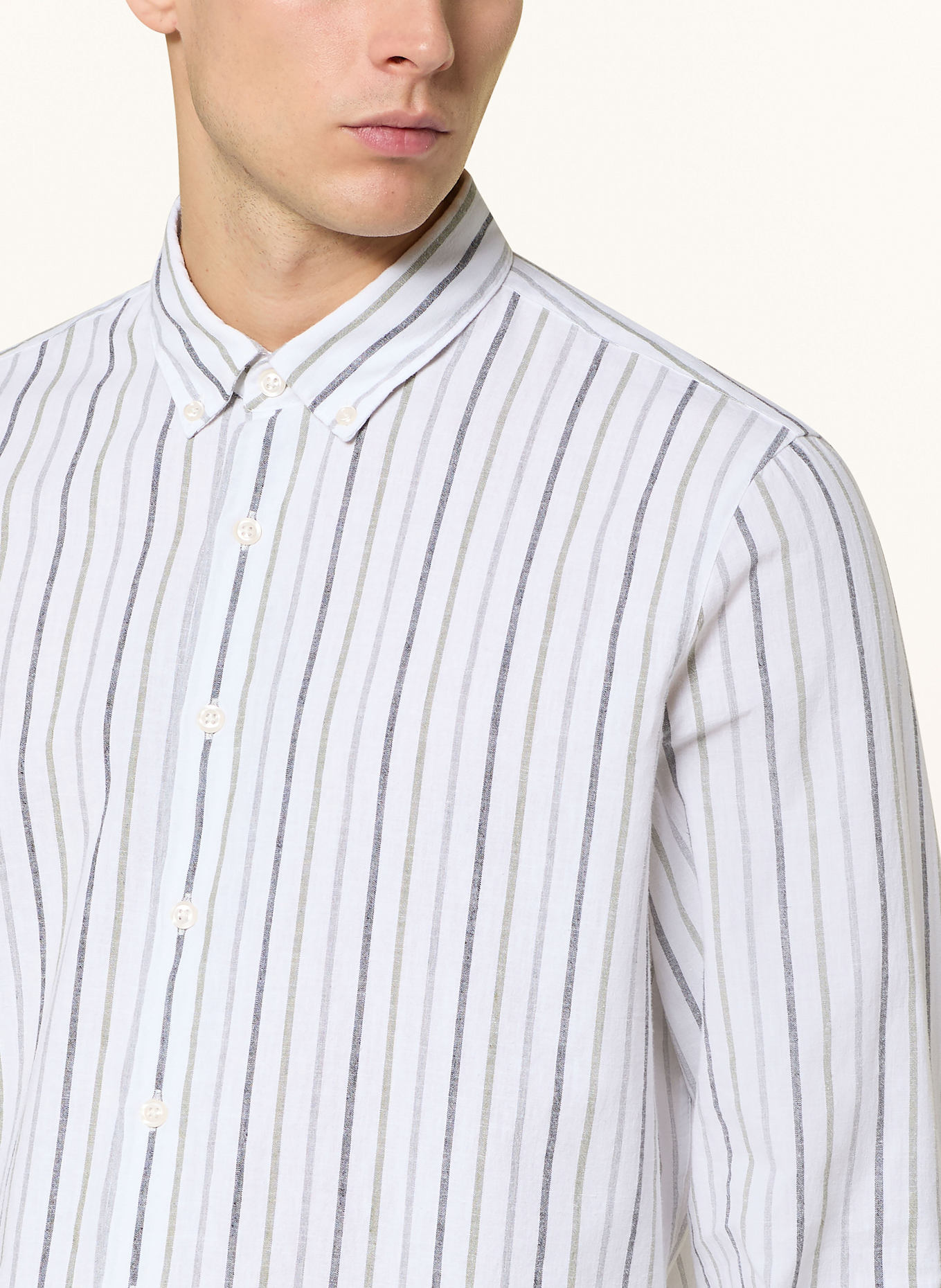 MAERZ MUENCHEN Hemd Comfort Fit mit Leinen: ECRU