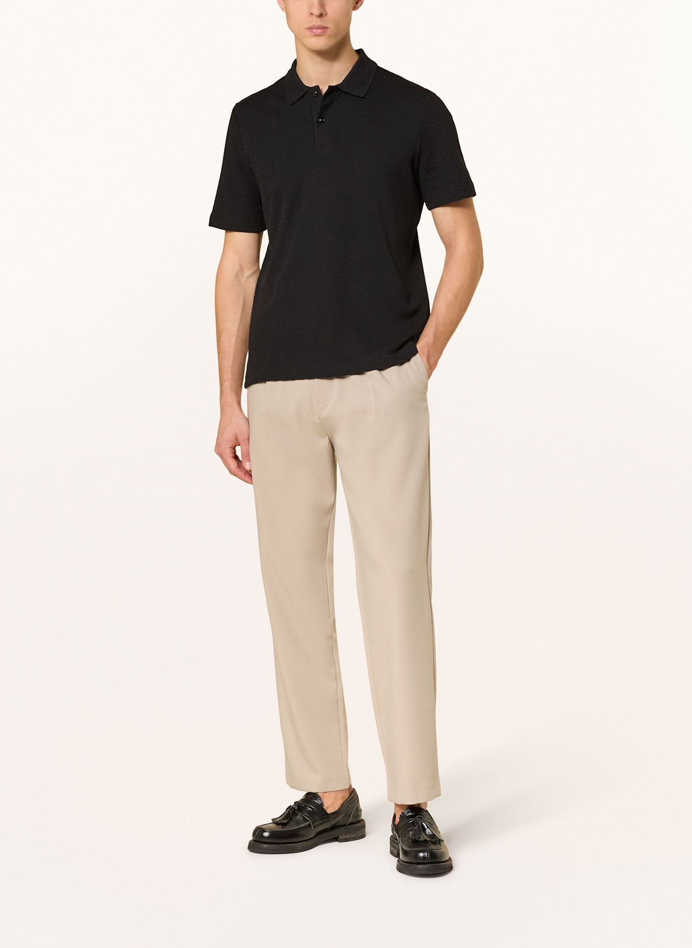 MAERZ MUENCHEN Knitted polo shirt: BLACK