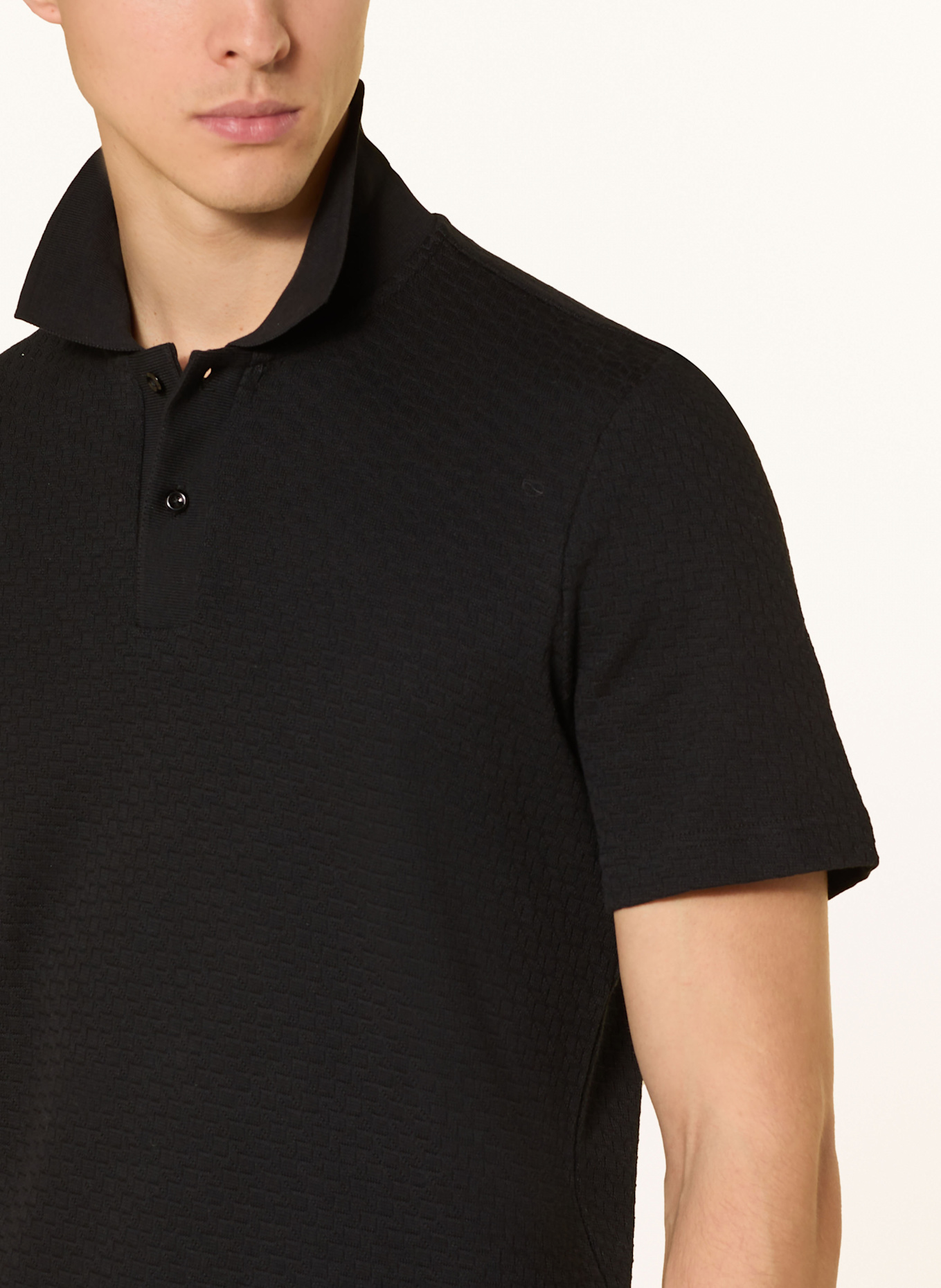MAERZ MUENCHEN Knitted polo shirt: BLACK
