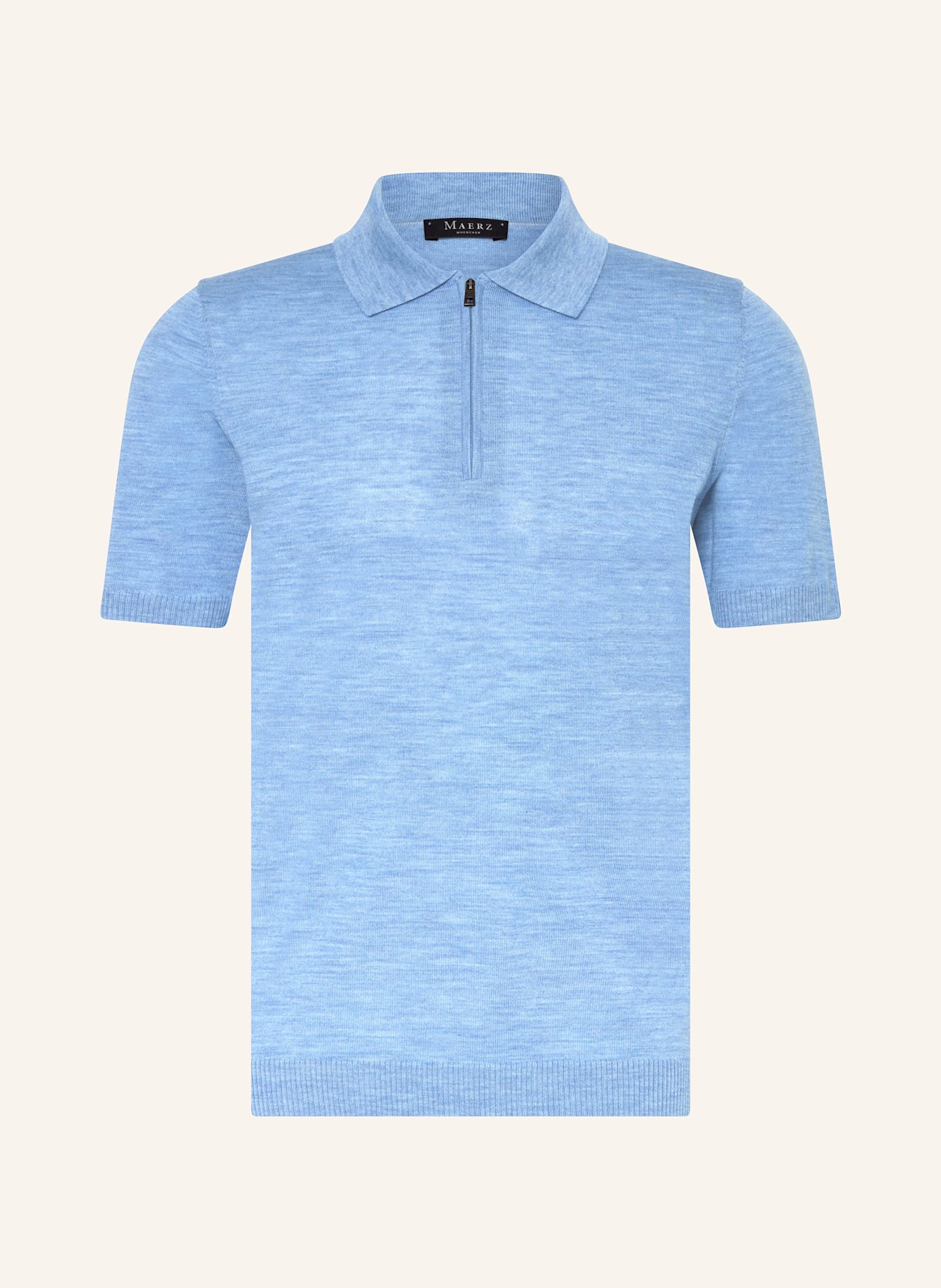MAERZ MUENCHEN Koszulka polo z dzianiny z wełny merino: JASNONIEBIESKI