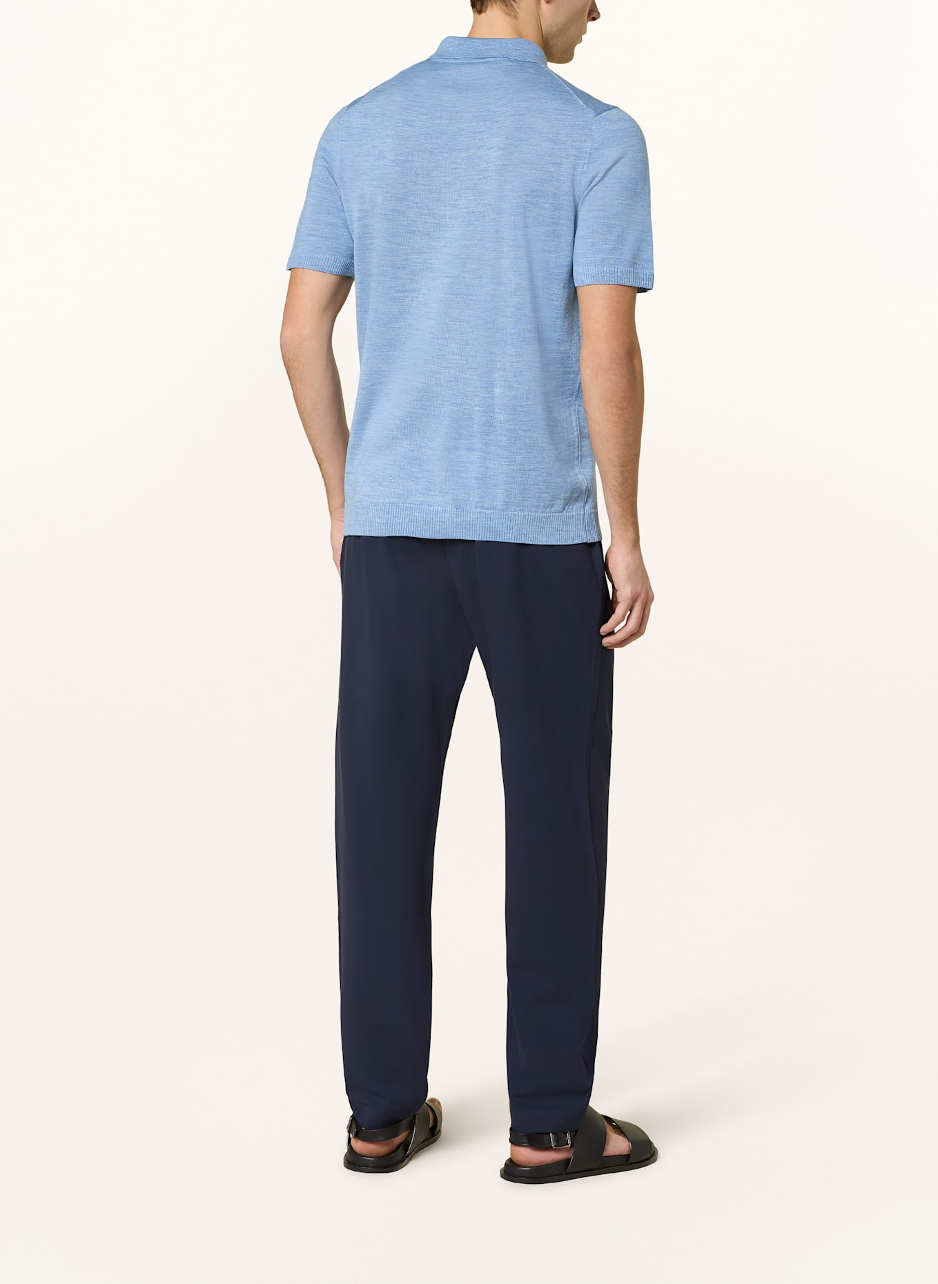 MAERZ MUENCHEN Koszulka polo z dzianiny z wełny merino: JASNONIEBIESKI