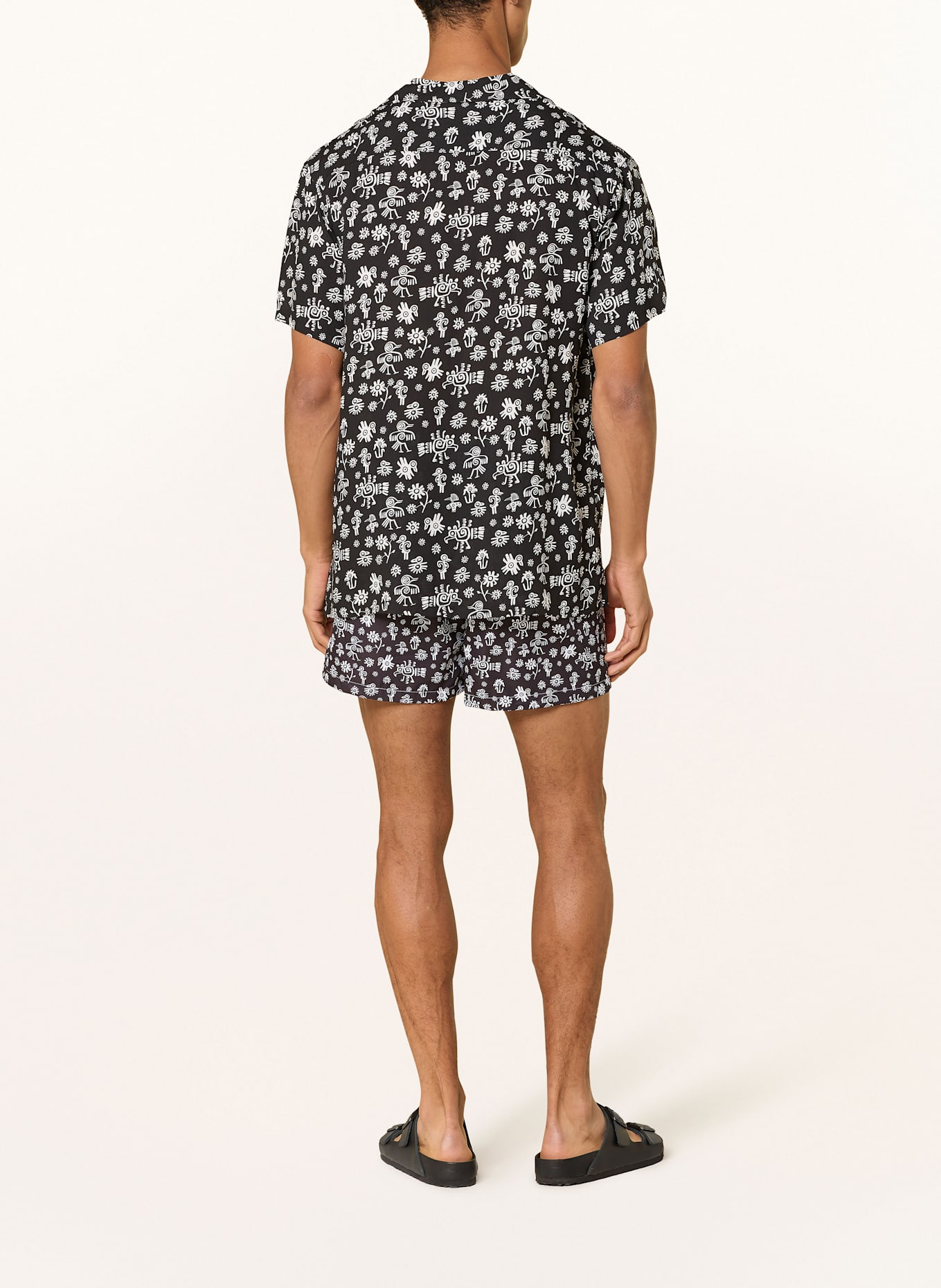 arrels BARCELONA Resorthemd BLACK MEXICAN BIRDS × MARION DEUCHARS Comfort Fit: SCHWARZ