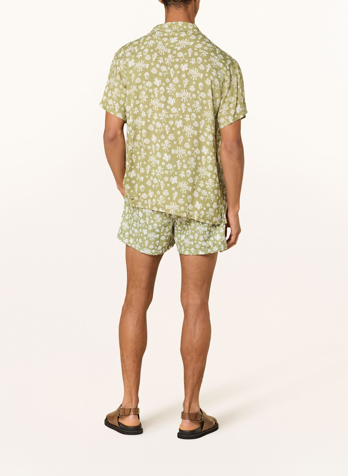 arrels BARCELONA Resorthemd BLACK MEXICAN BIRDS × MARION DEUCHARS Comfort Fit: GRÜN