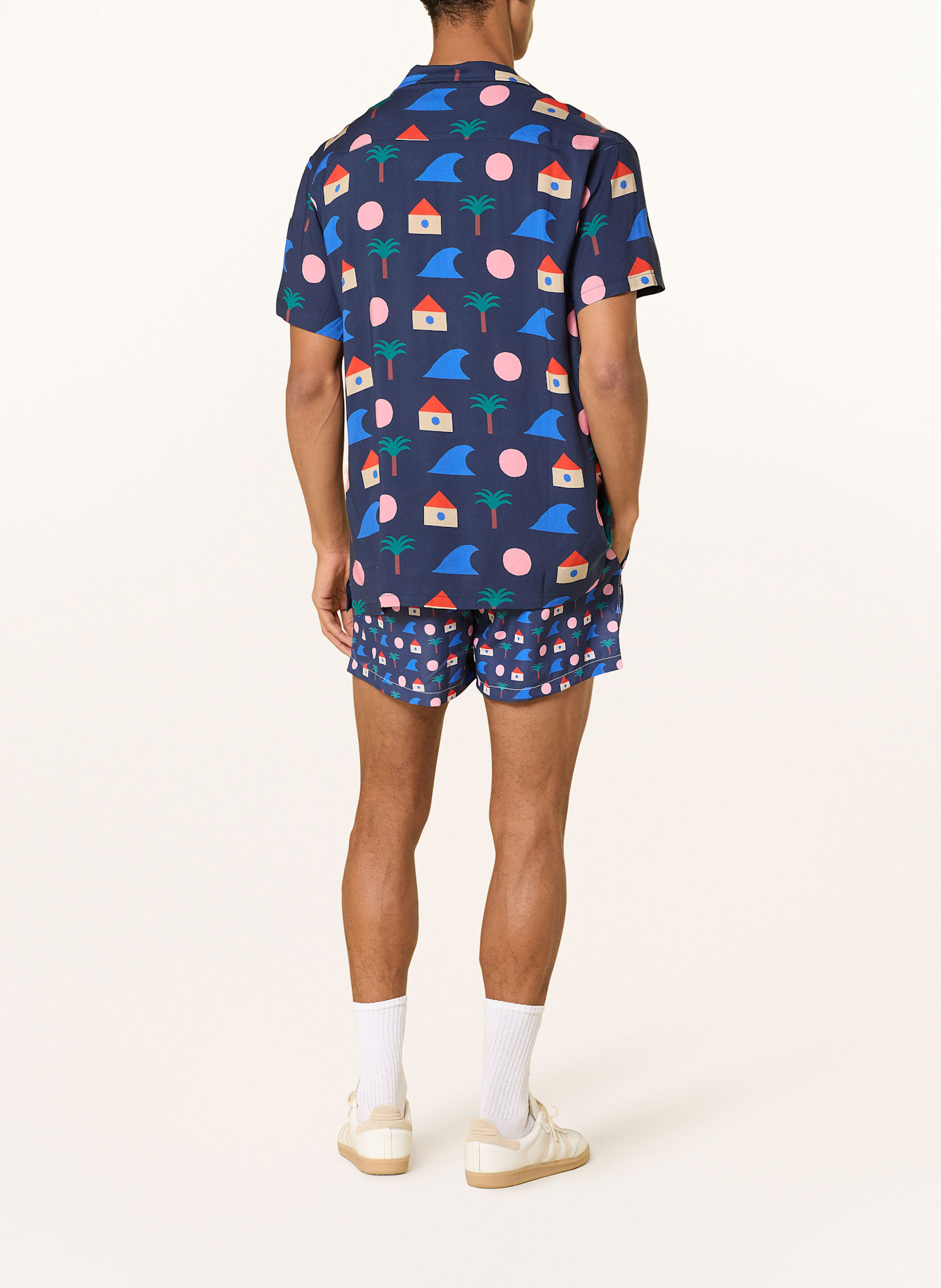 arrels BARCELONA Resorthemd BLUE LA PLAGE × MATIAS LARRAIN Comfort Fit: DUNKELBLAU / BLAU / ROT