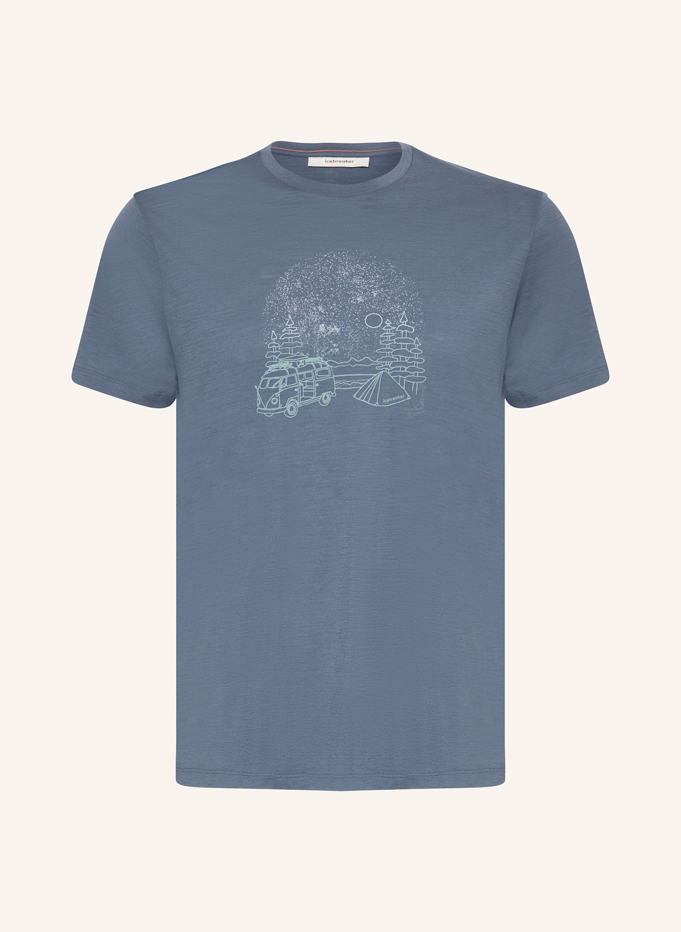 icebreaker T-Shirt 150 TECH-LITE™ III VAN CAMP aus Merinowolle: BLAUGRAU