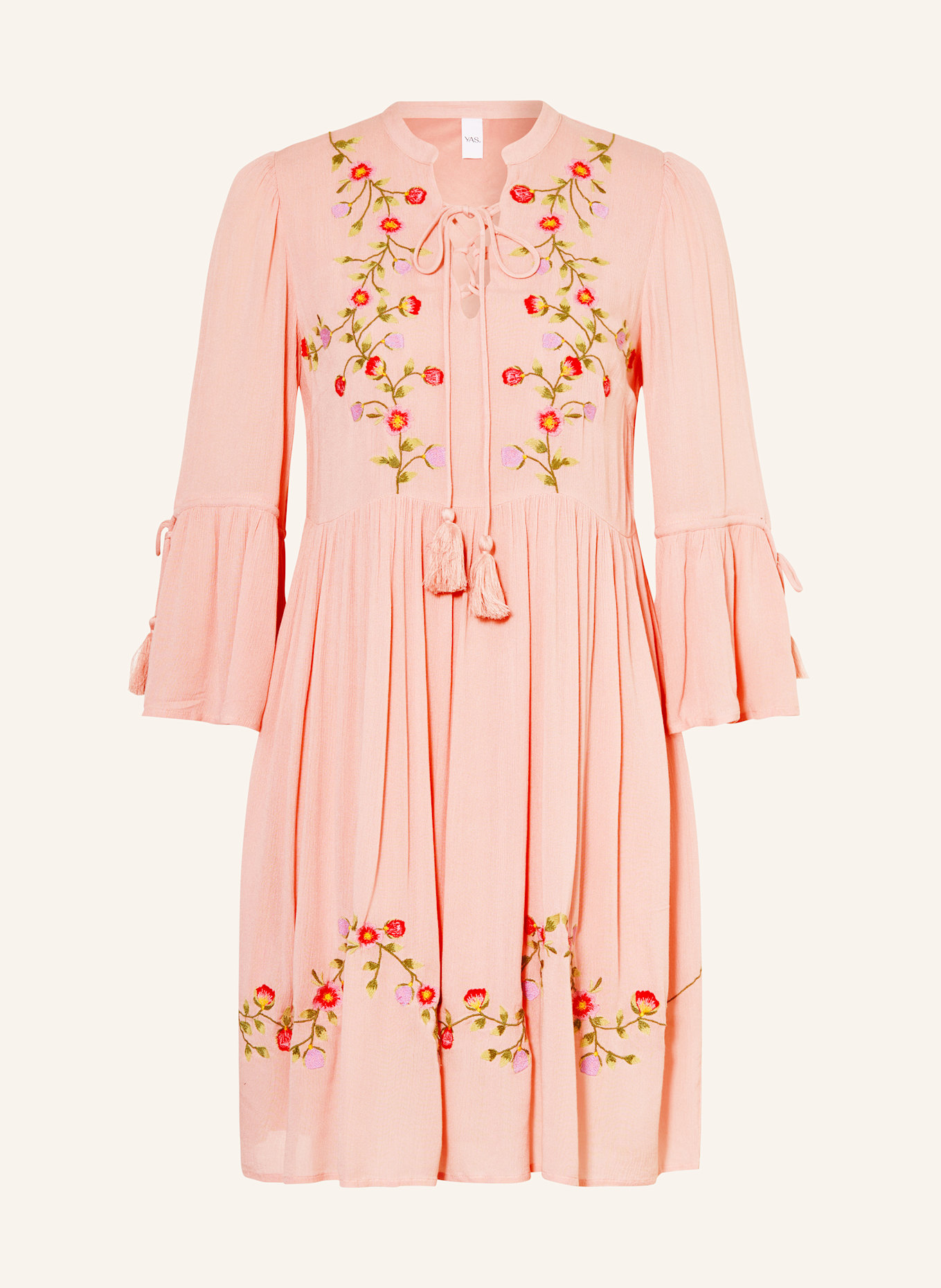 Y.A.S. Musselinkleid mit 3/4-Arm: ROSA / GRÜN / PINK